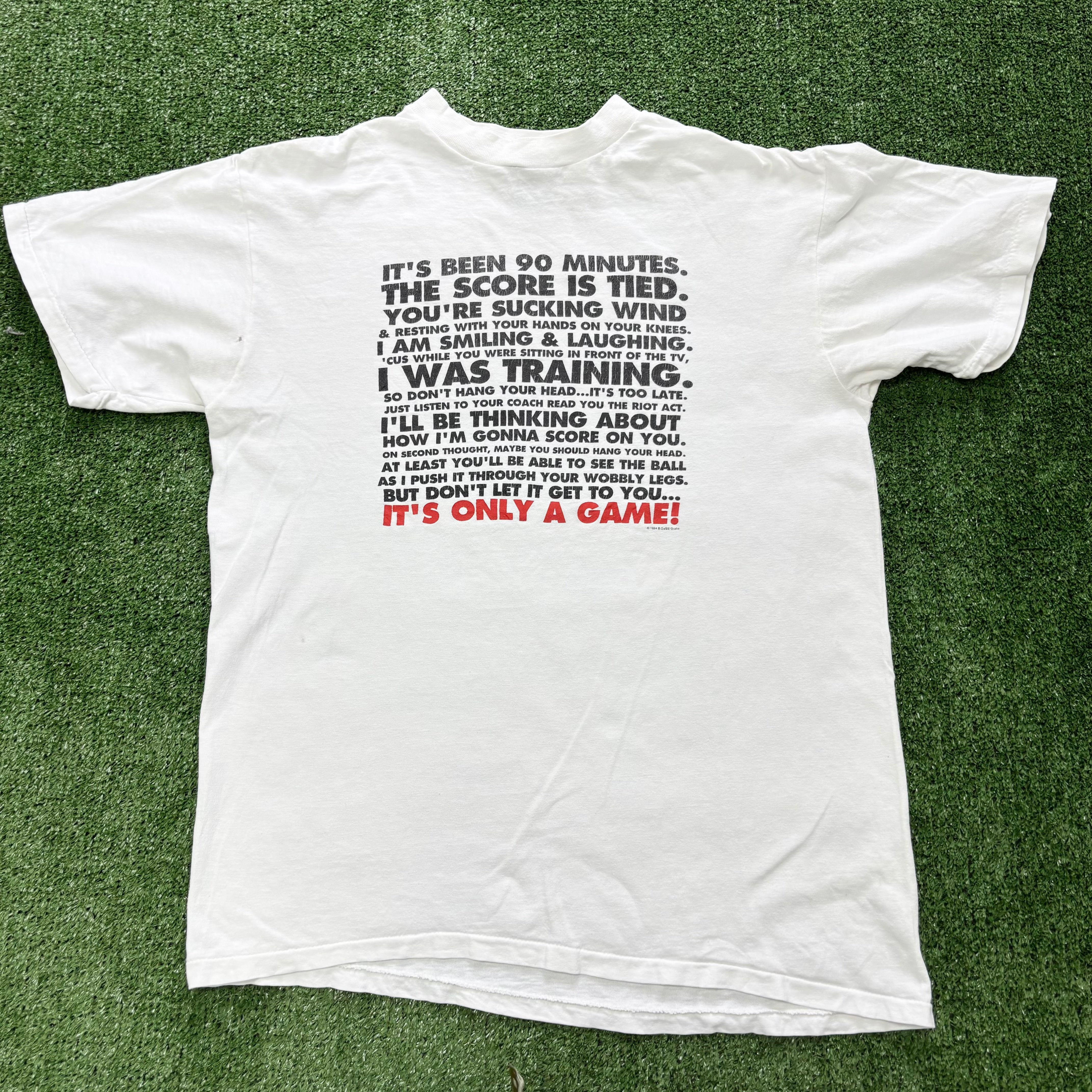 Vintage T Shirt Mens Small White Single Stitch Graphic Print 90s