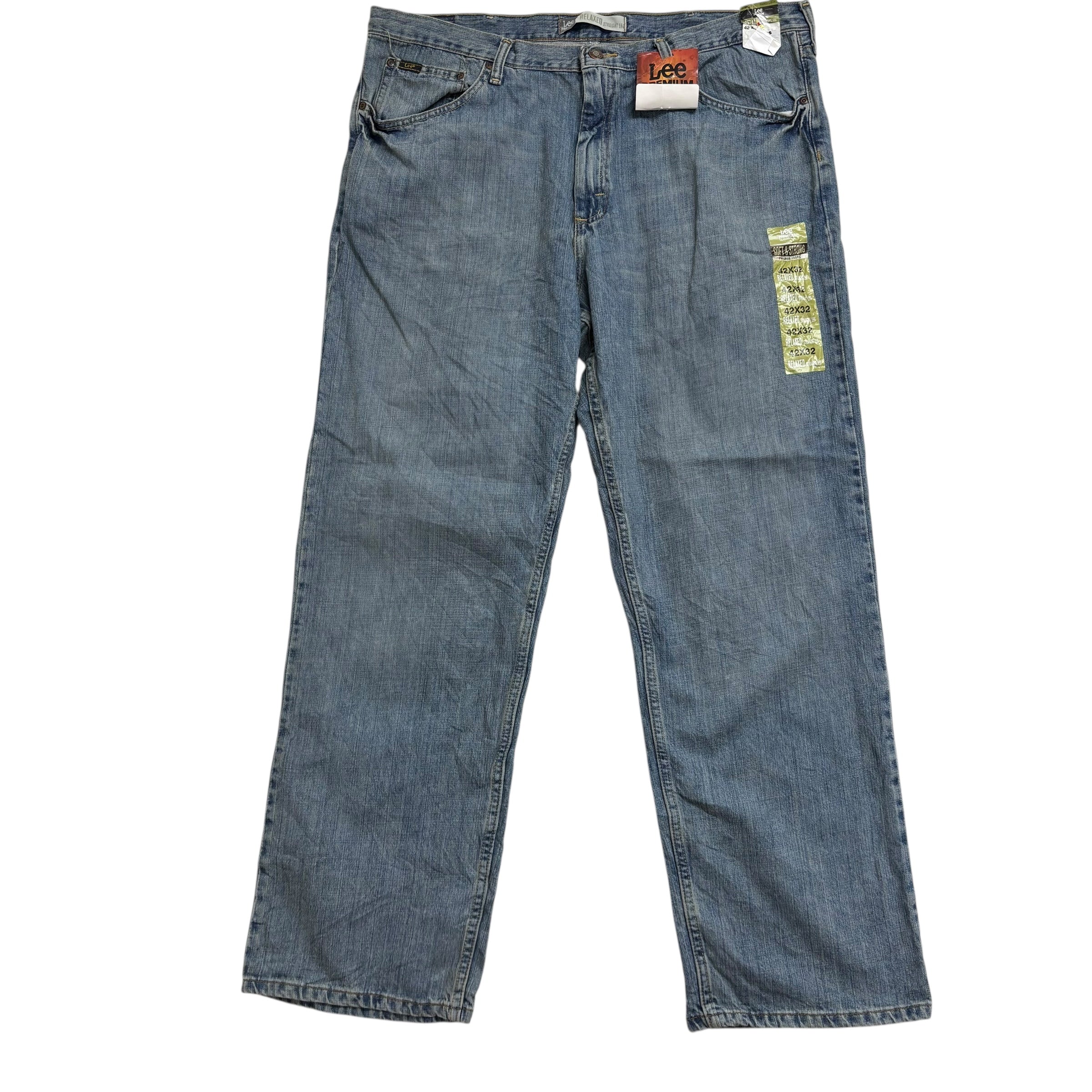Lee Jeans W42 L32 Mens Mid Blue Relaxed Straight Fit Vintage Denim (E)