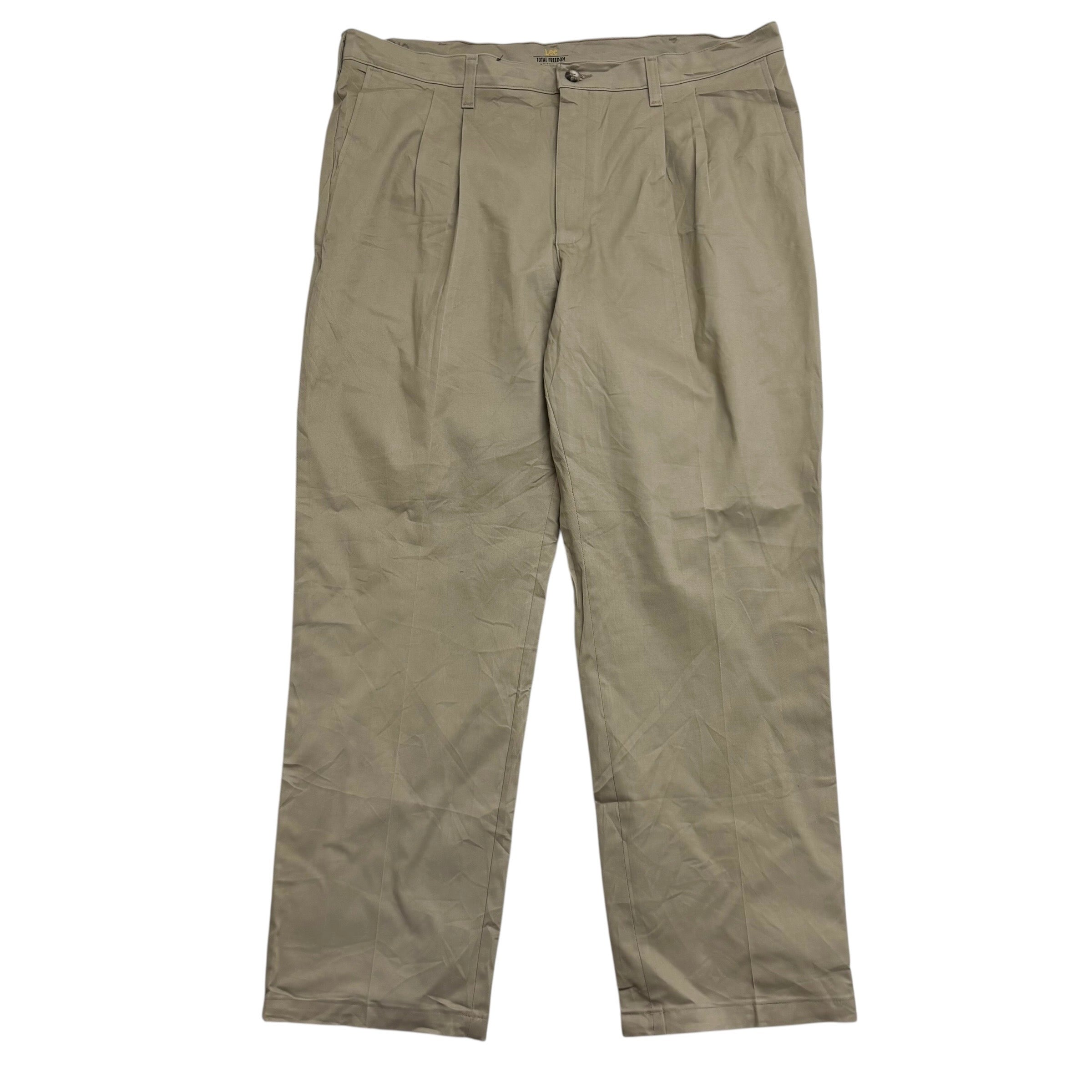 Lee Trousers W40 L29 Mens Cream Relaxed Fit Total Freedom Pants (E)