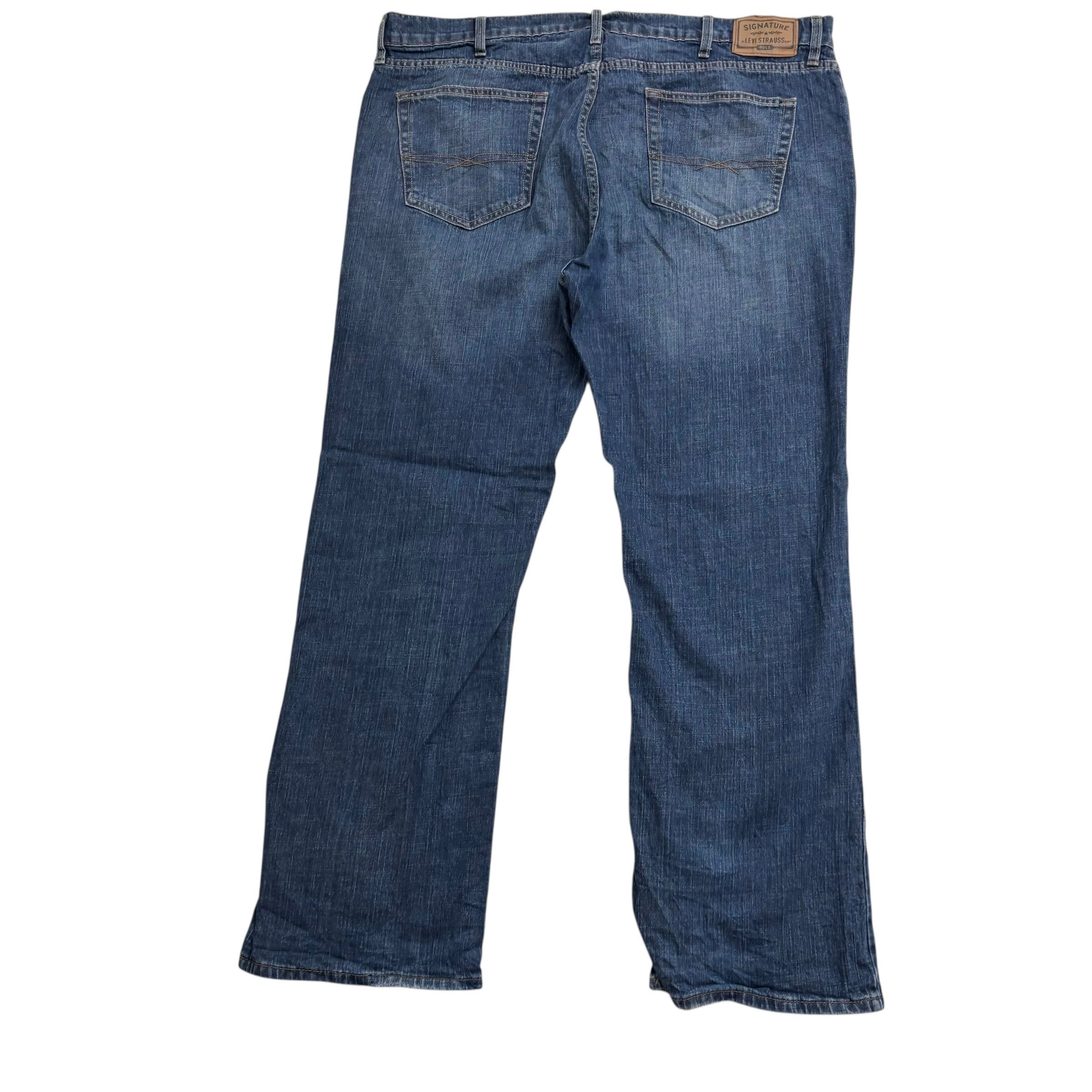 Levis Signature Jeans W44 L32 Mens Mid Blue Regular Bootcut Stretch Denim