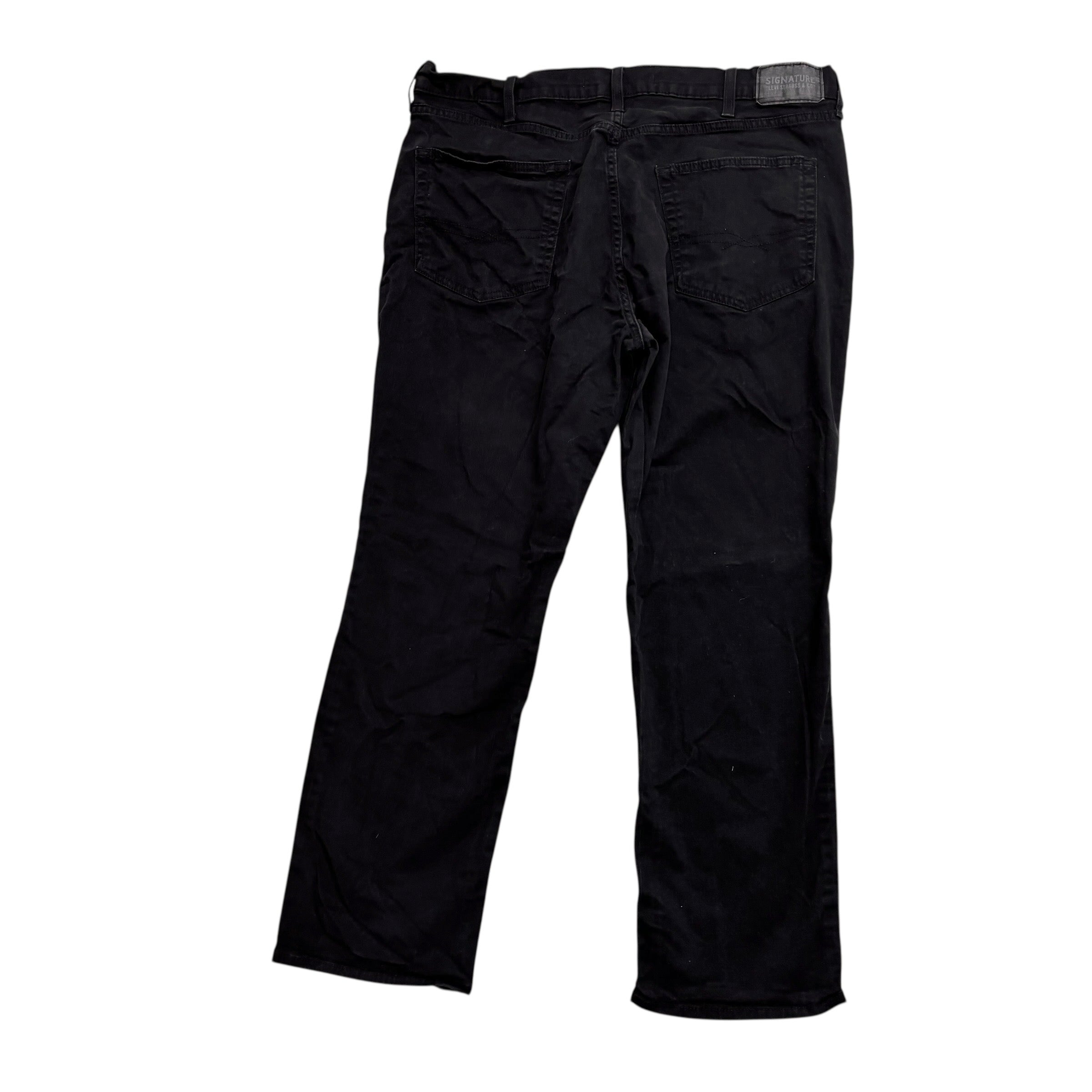 Levis Signature Trousers W40 L29 Mens Black Athletic Fit Stretch Pants (E)