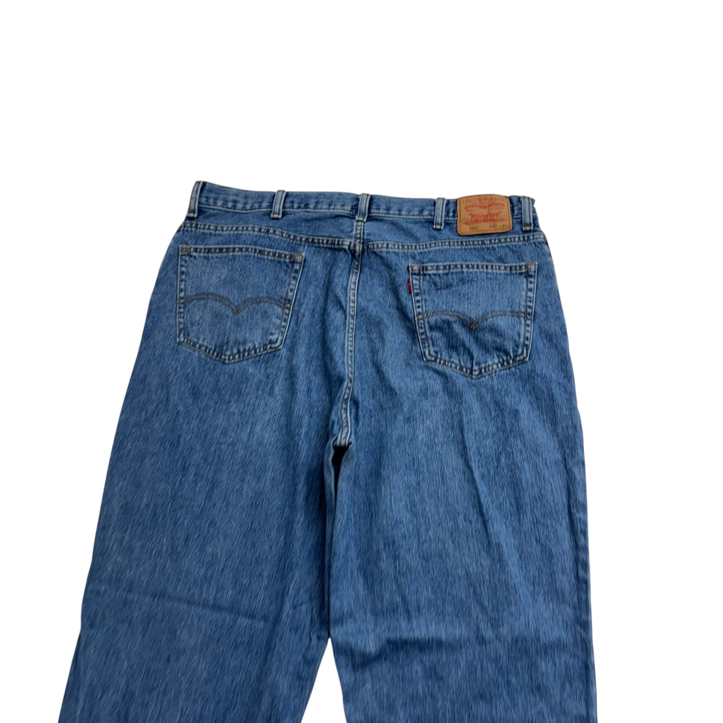 Levis 560 Jeans W42 L30 Mens Mid Blue Baggy Relaxed Comfort Fit Vintage Denim