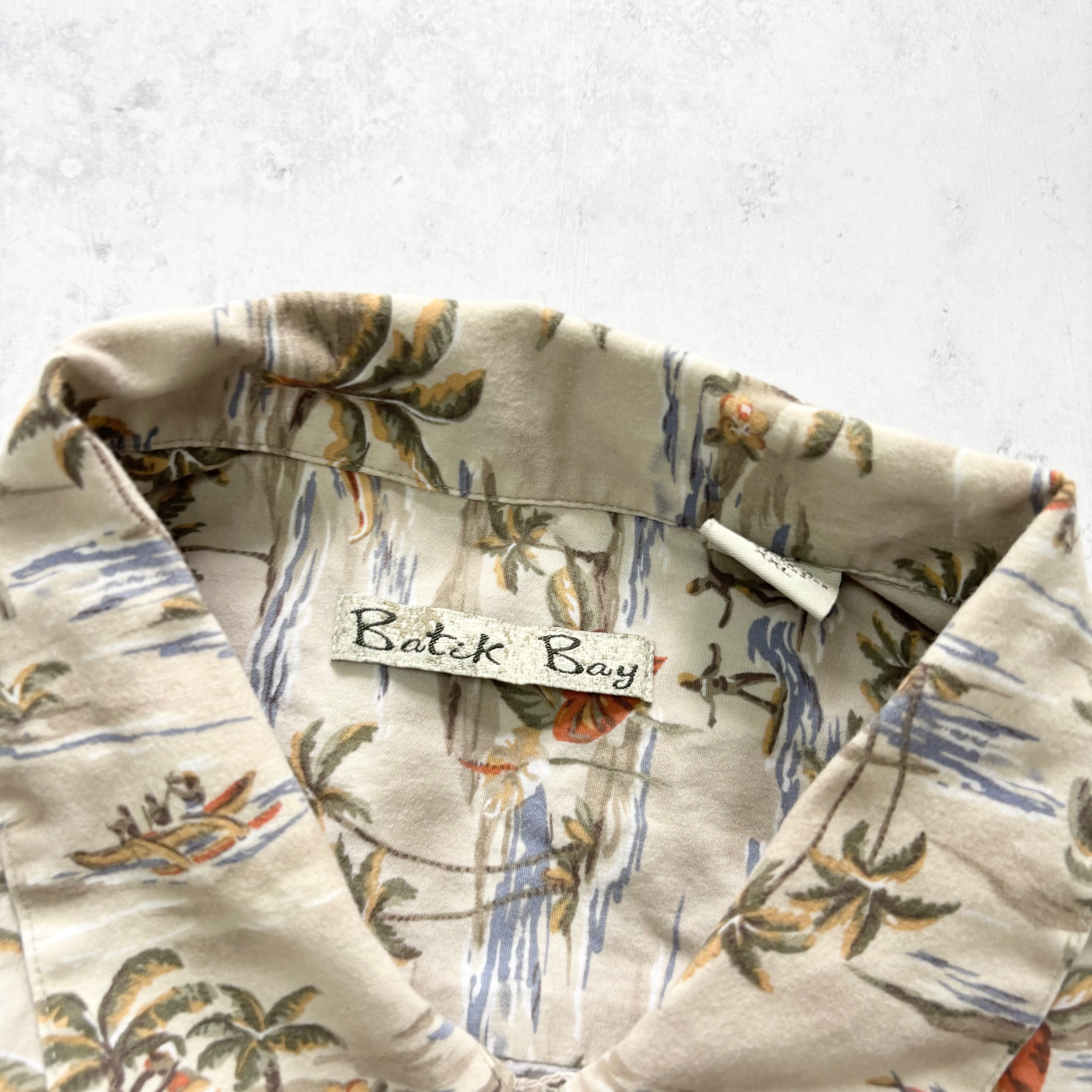 Vintage Hawaiian Shirt Mens XXL Beige Floral Aloha Short Sleeve Cotton (E)