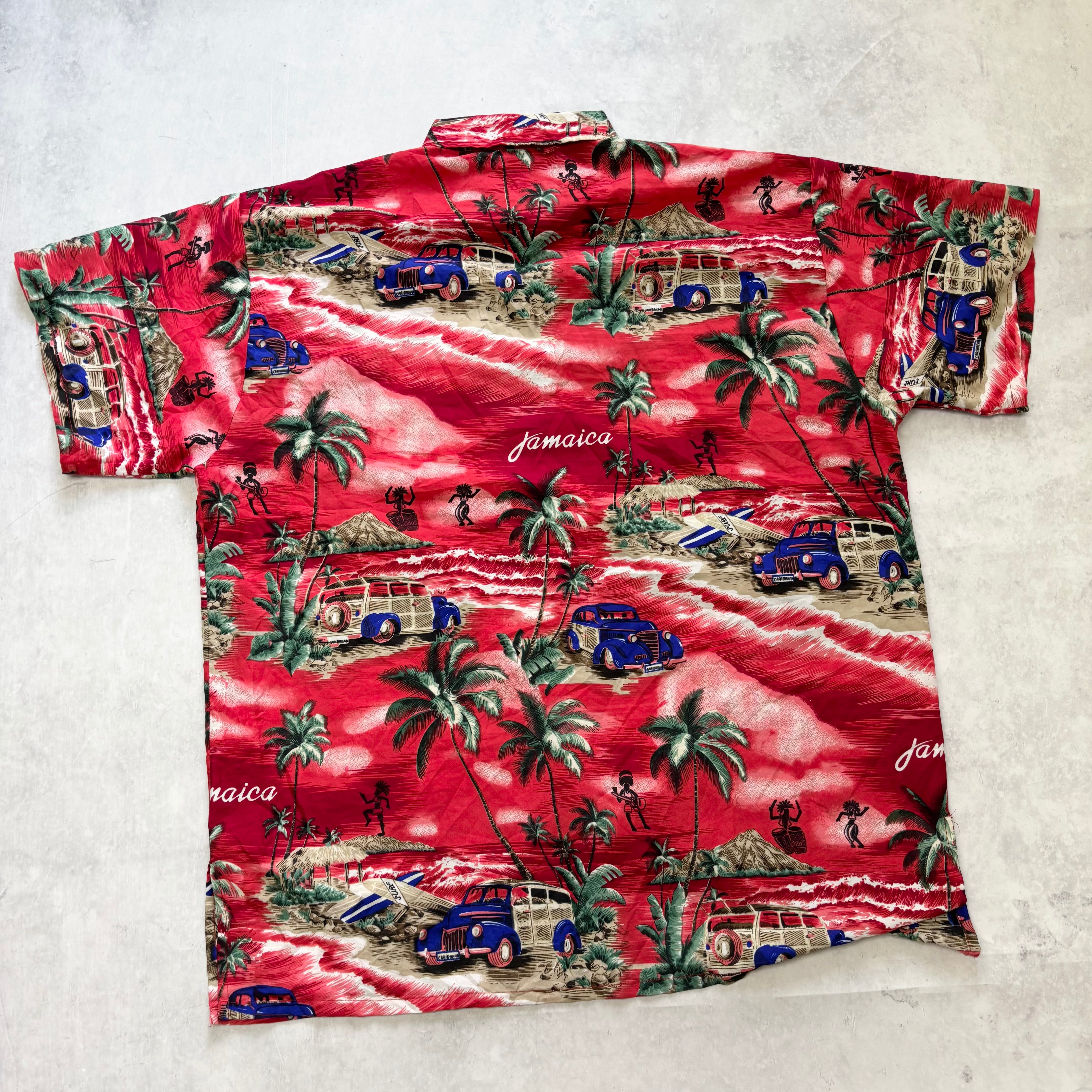 Hawaiian Shirt Mens XL Red Floral Aloha Short Sleeve Lightweight (E)