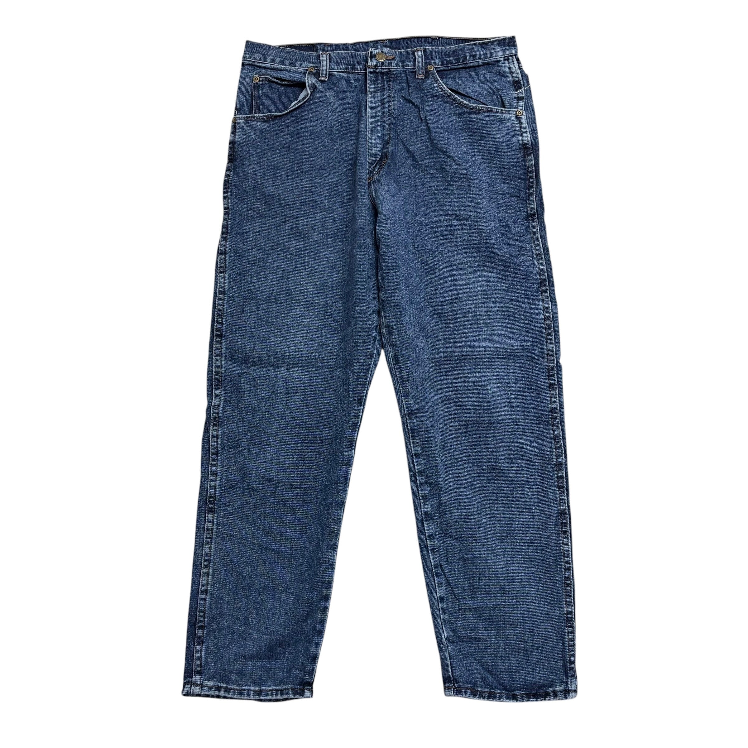 Wrangler Jeans W36 L30 Mens Mid Blue Relaxed Taper Fit Made In USA Vintage (E)