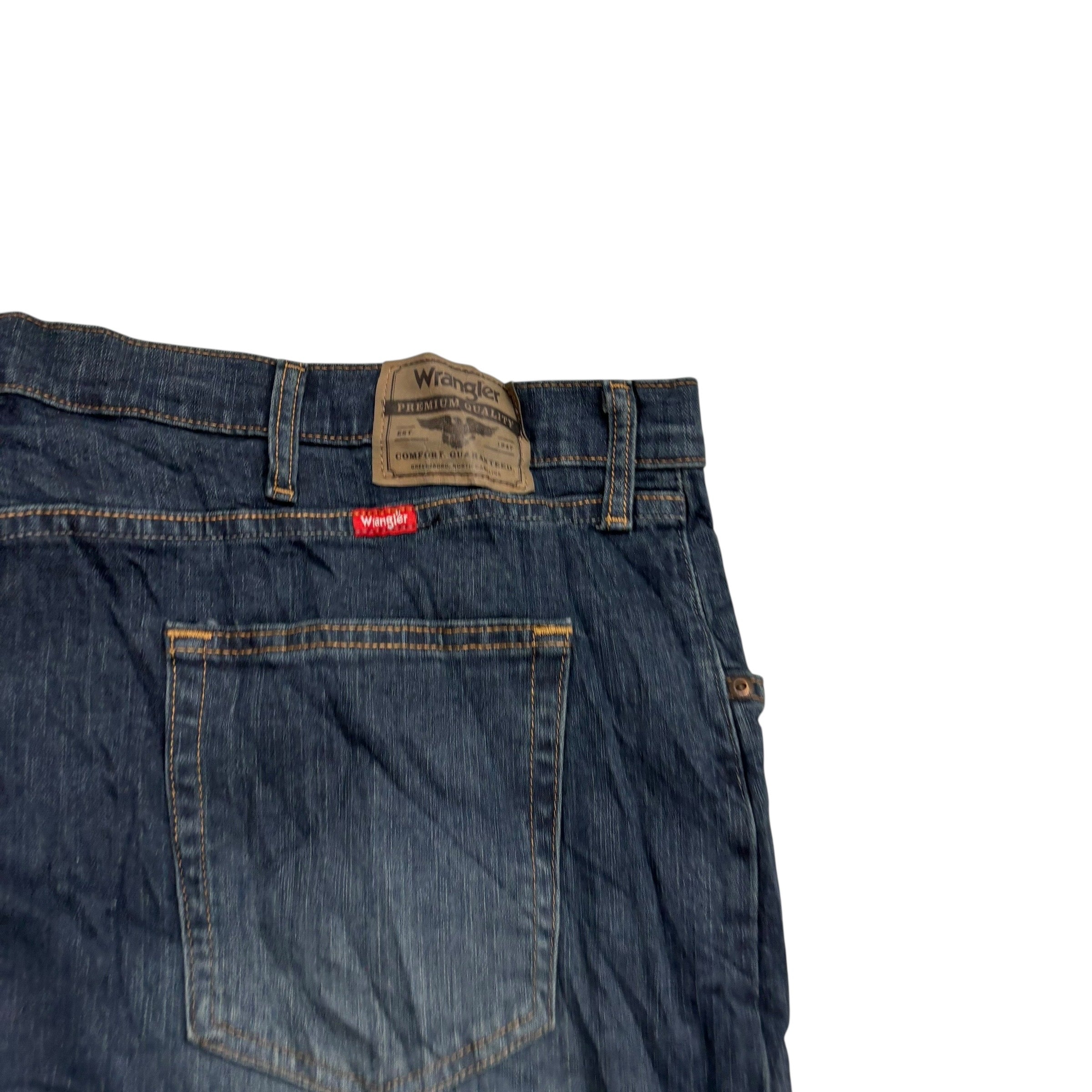 Wrangler Jeans W46 L34 Mens Dark Blue Regular Straight Fit Stretch Denim