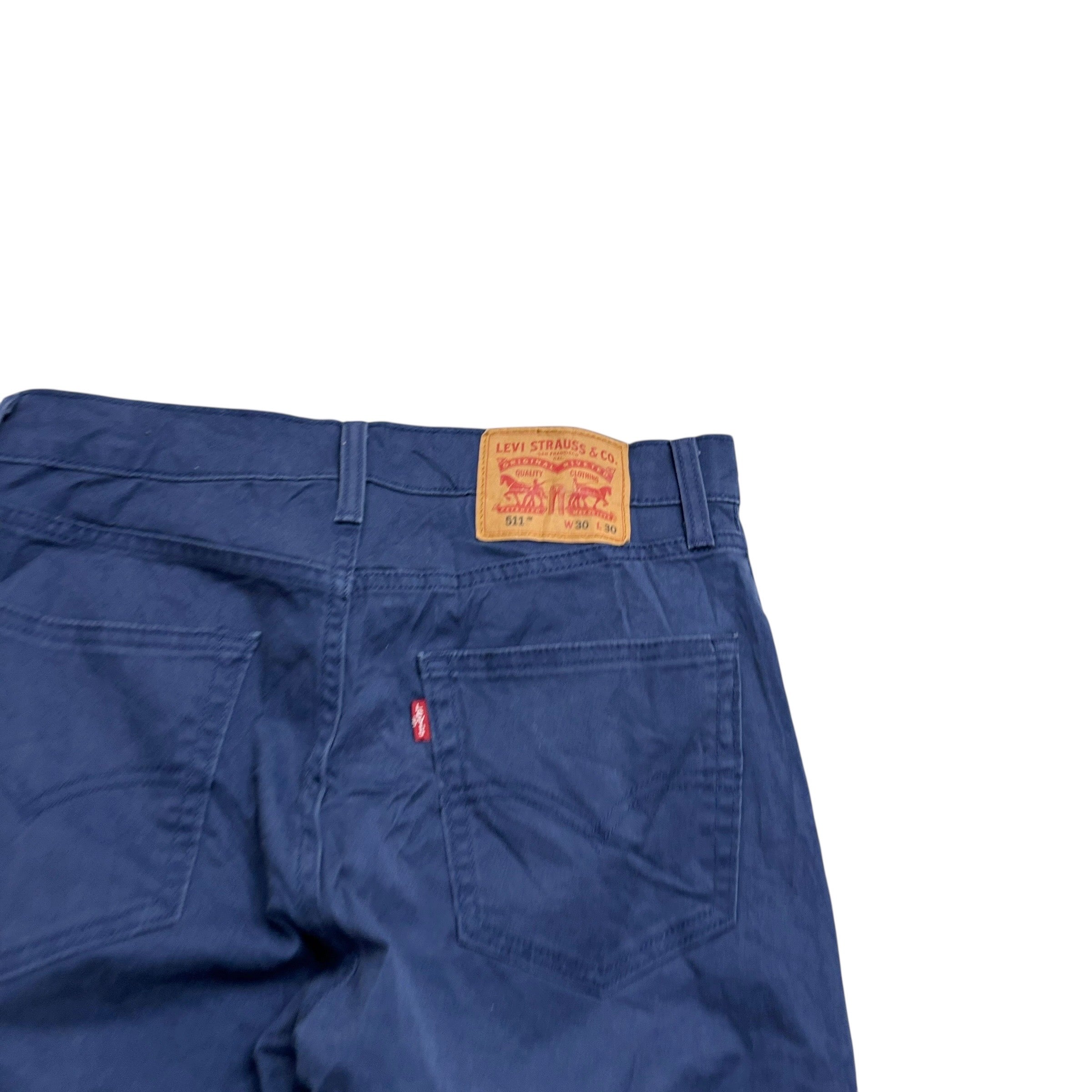 Levis 511 Trousers W30 L30 Mens Navy Blue Slim Fit Stretch Pants (E)