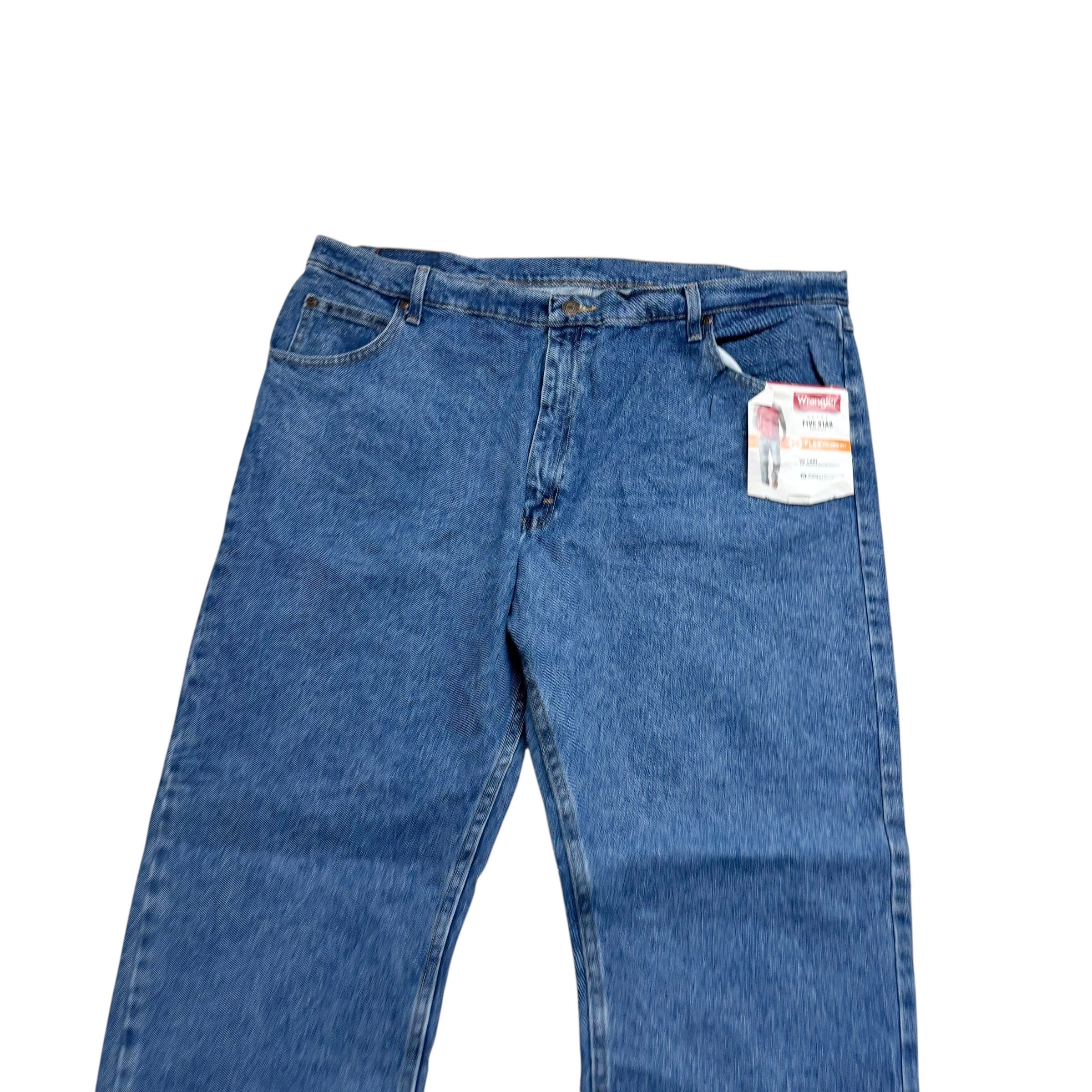 Wrangler Jeans W42 L30 Mens Mid Blue Regular Straight Fit Stretch Denim (E)