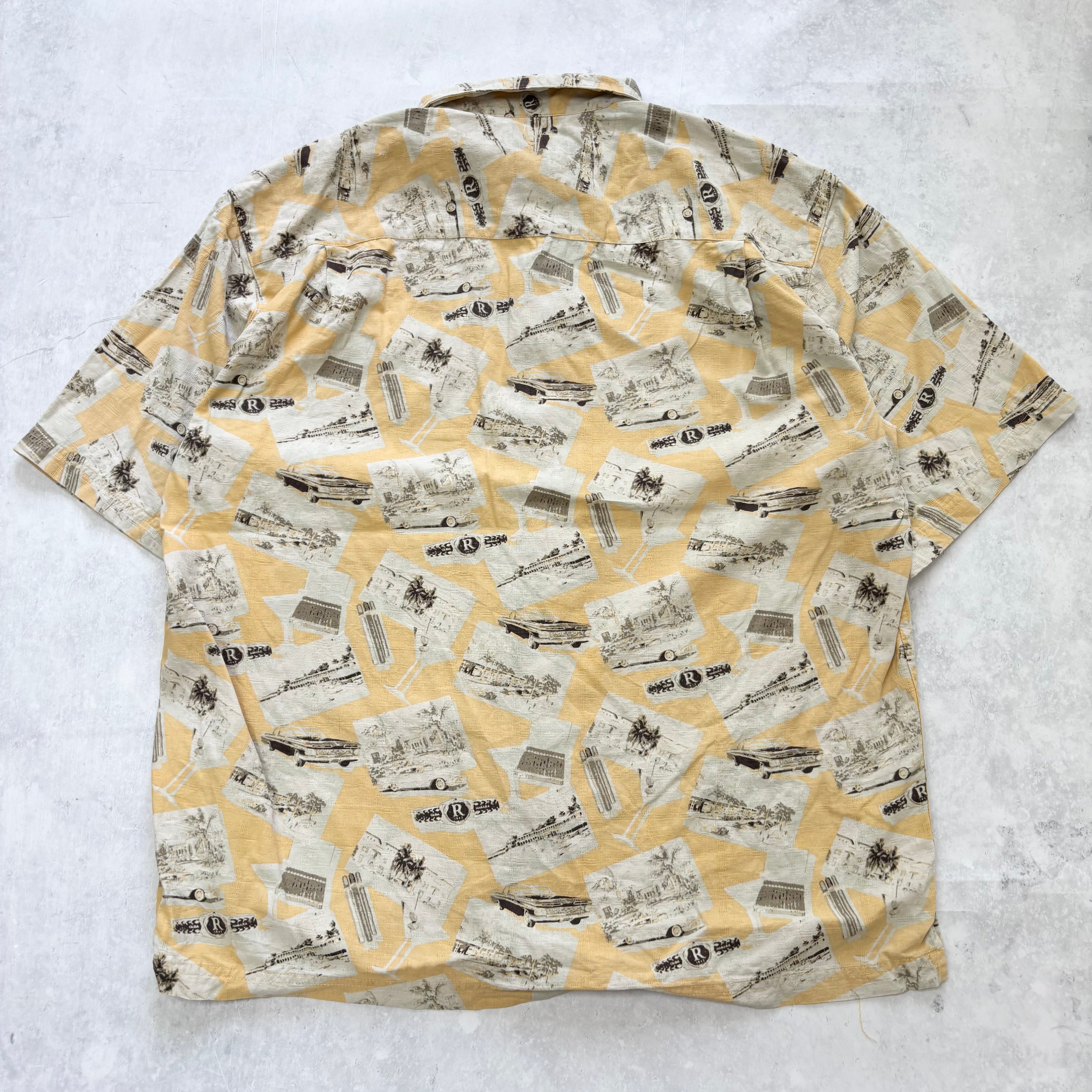 Vintage Hawaiian Shirt Mens Large Orange Aloha Short Sleeve Silk (E)
