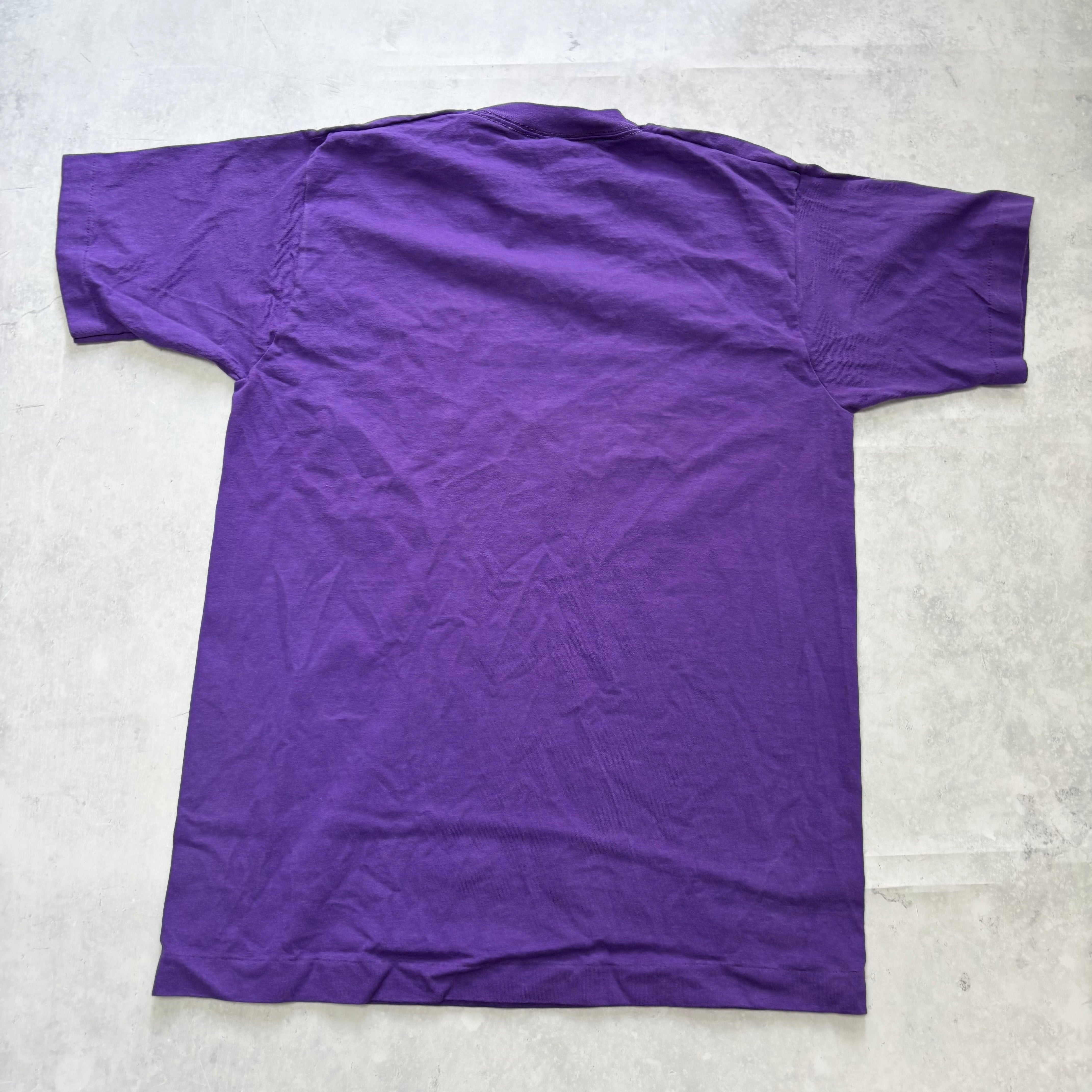 Vintage T Shirt Mens Medium Purple Single Stitch Graphic Print 90s USA (E)
