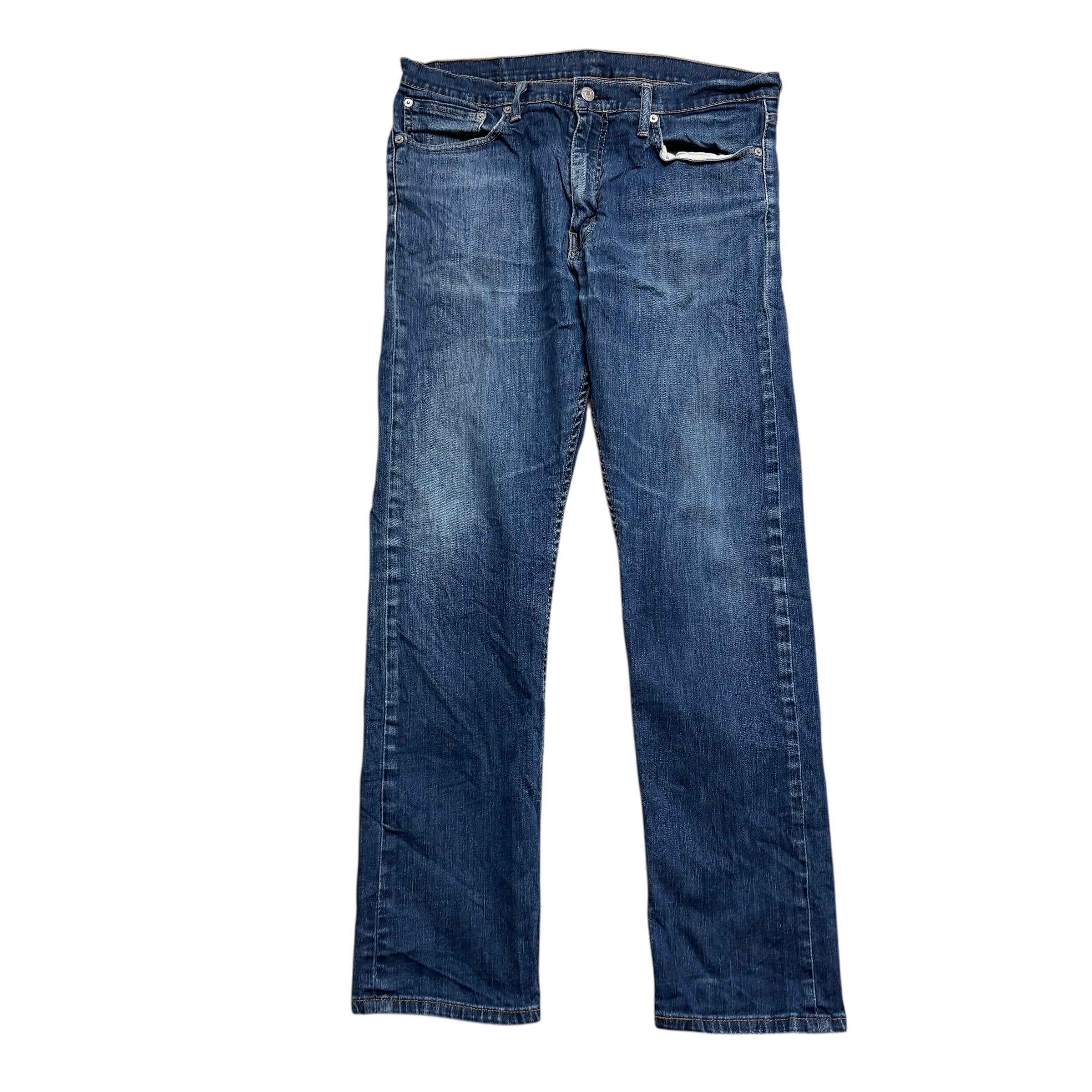 Levis 513 Jeans W34 L32 Mens Mid Blue Slim Straight Fit Stretch Denim (F)