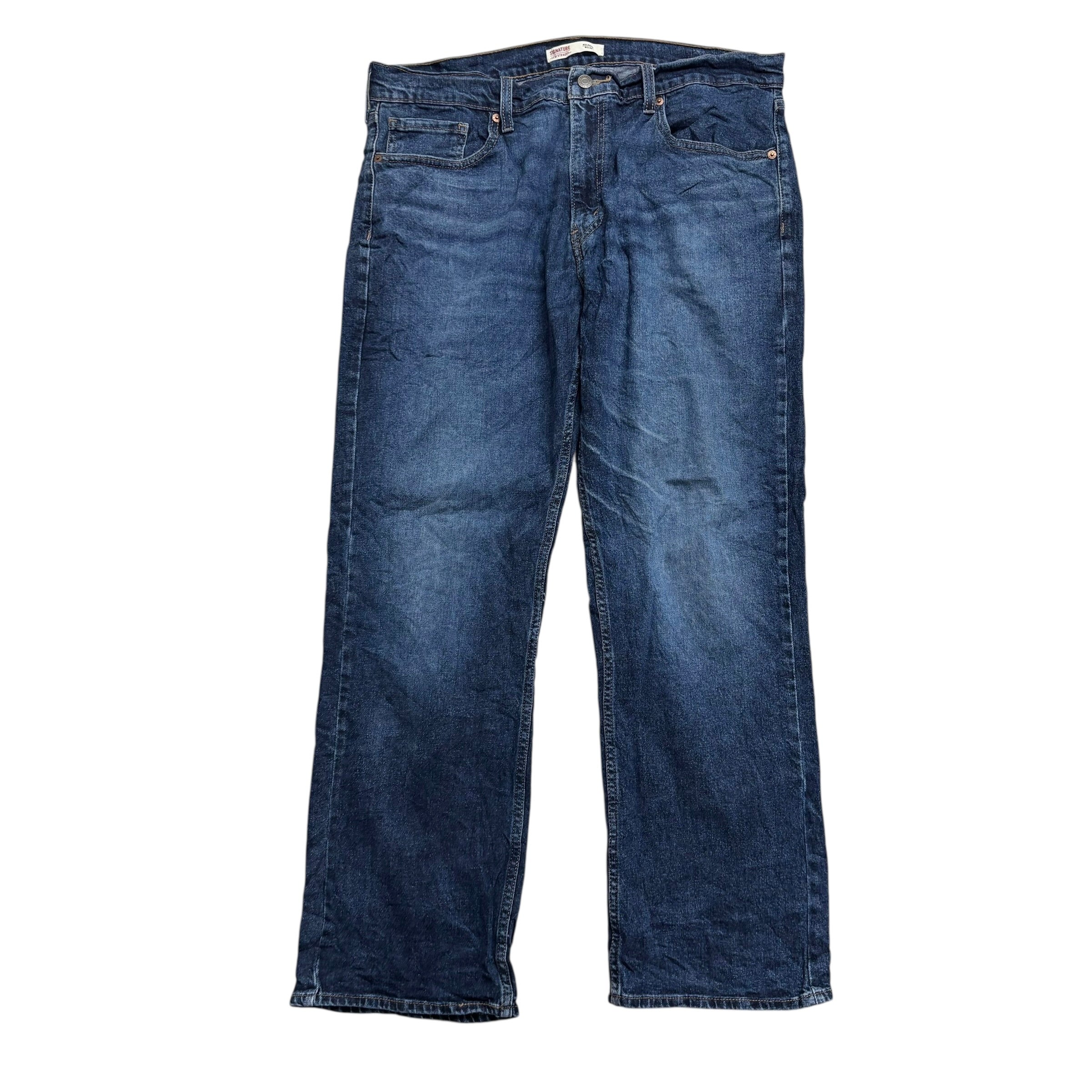 Levis Signature Jeans W36 L30 Mens Dark Blue Relaxed Baggy Stretch Denim