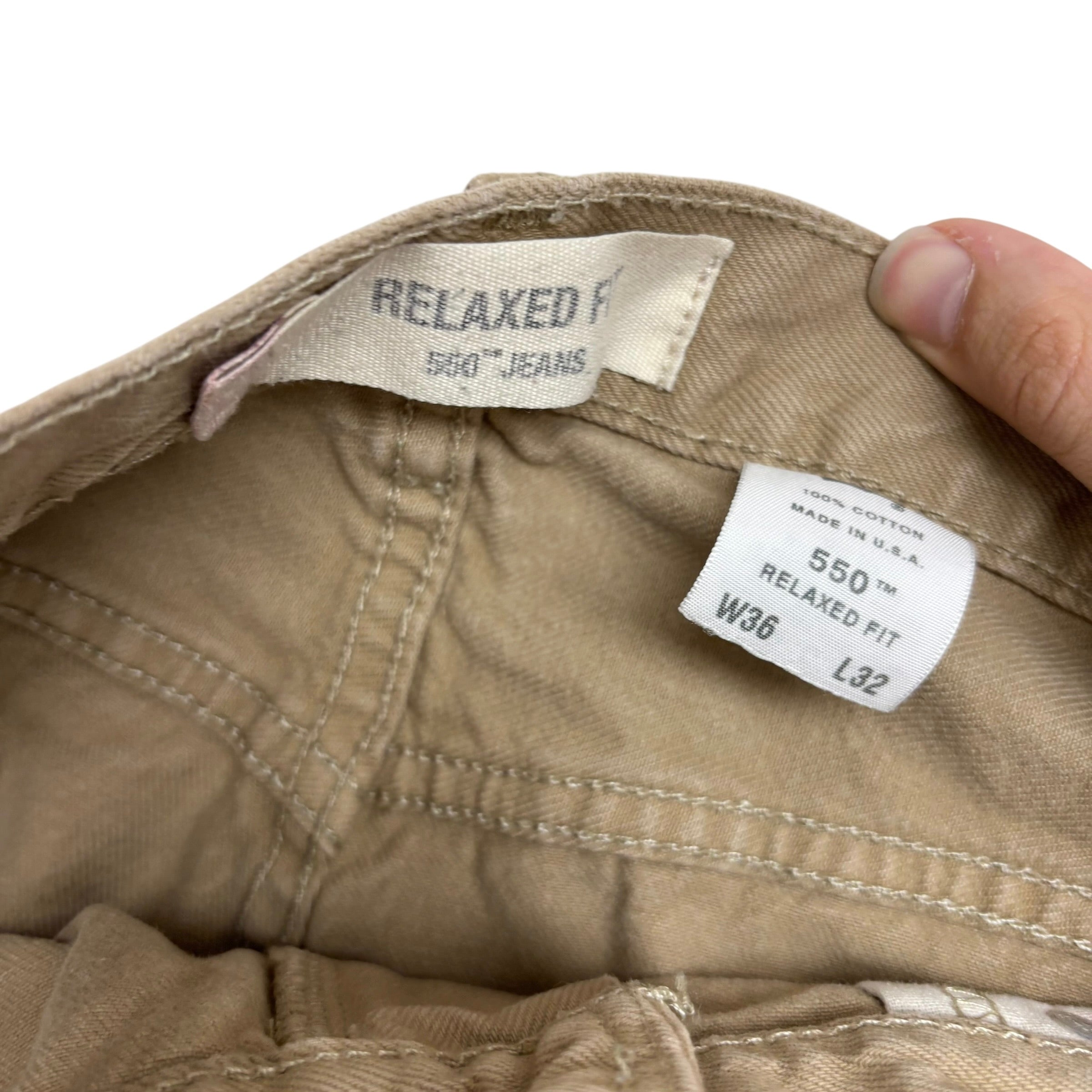 Levis 550 Jeans W35 L32 Mens Tan Relaxed Straight Made In USA Vintage Denim (F)