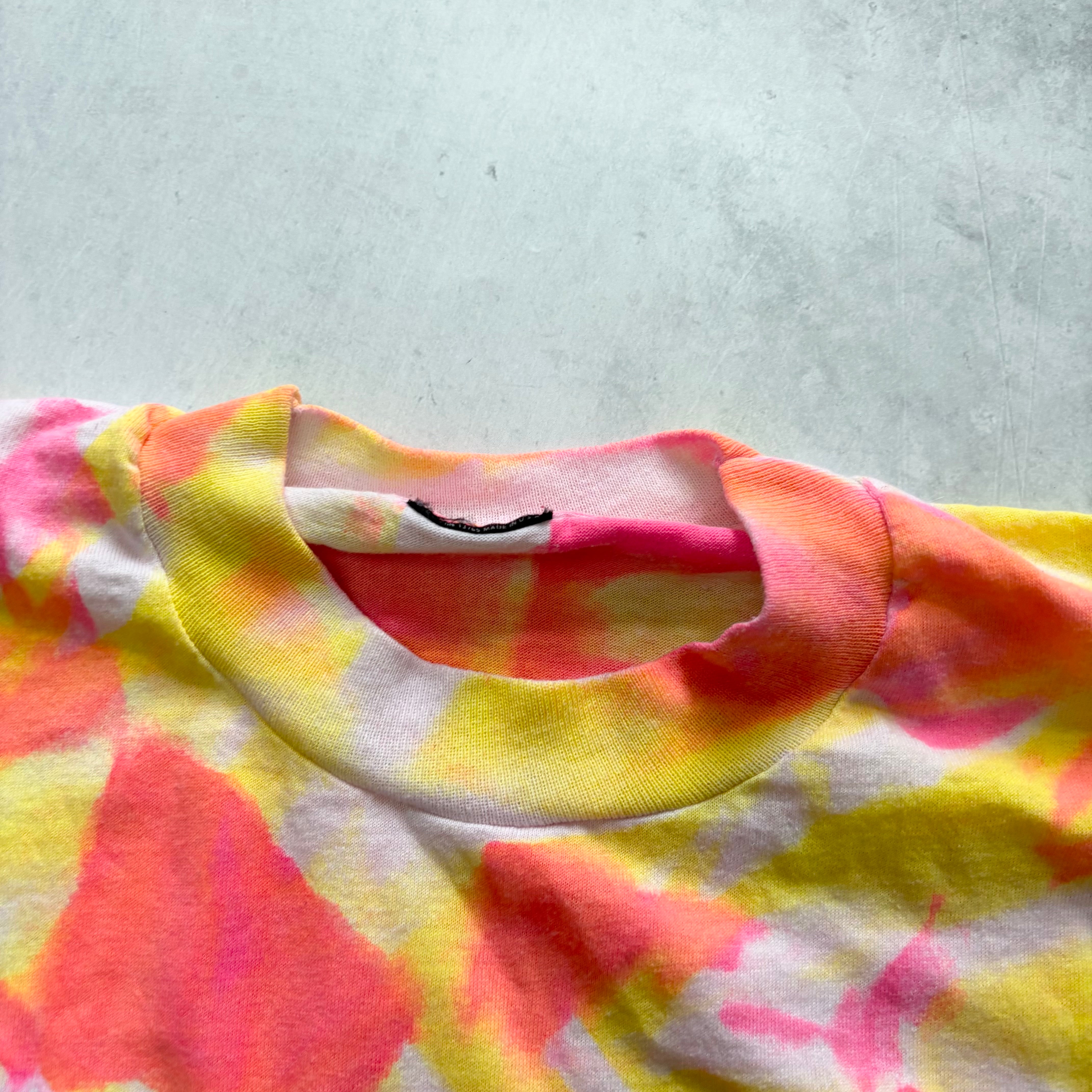 Vintage T Shirt Mens Medium Tie Die Pink Single Stitch 90s USA (E)