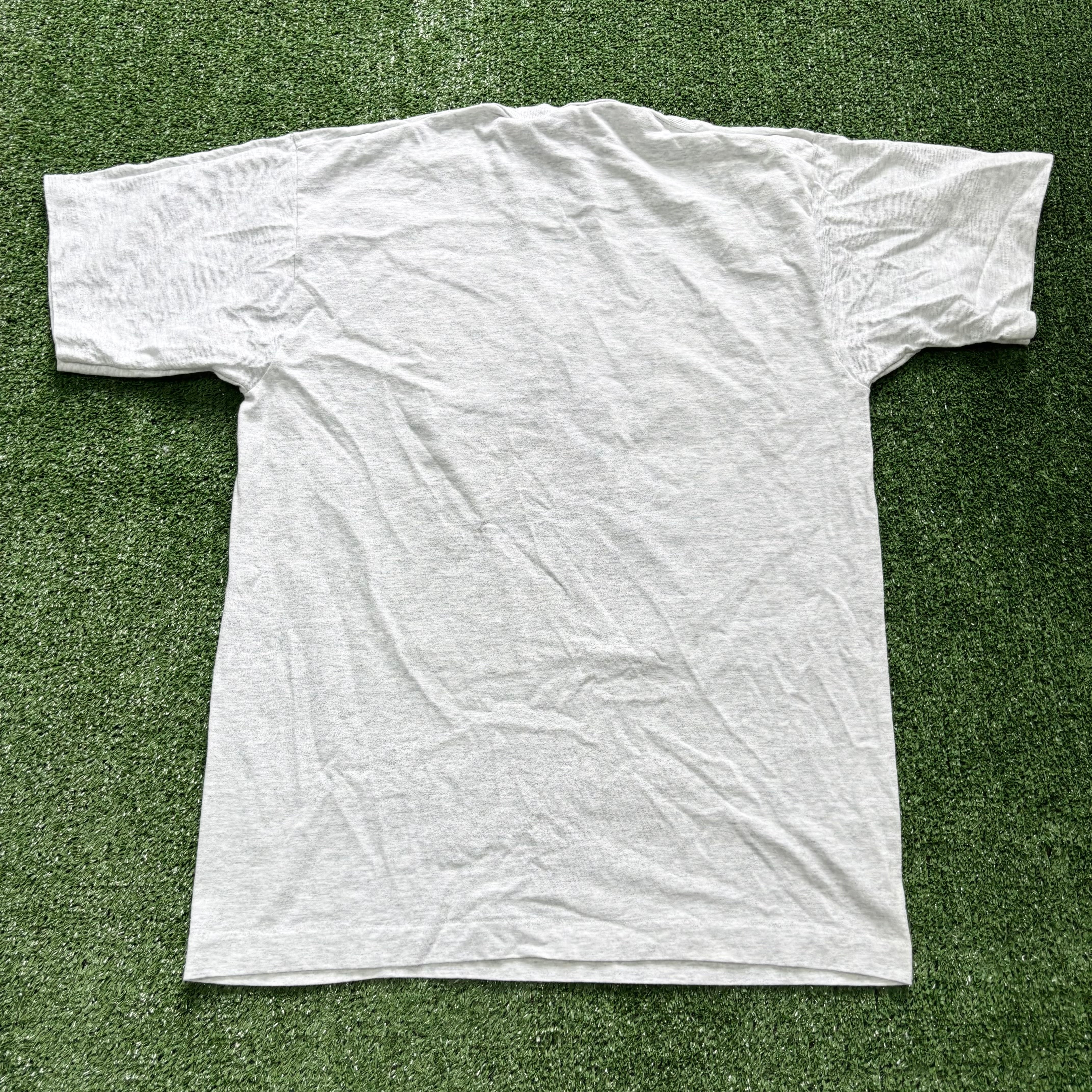 Vintage T Shirt Mens Medium Grey Single Stitch Graphic Print 90s USA (E)