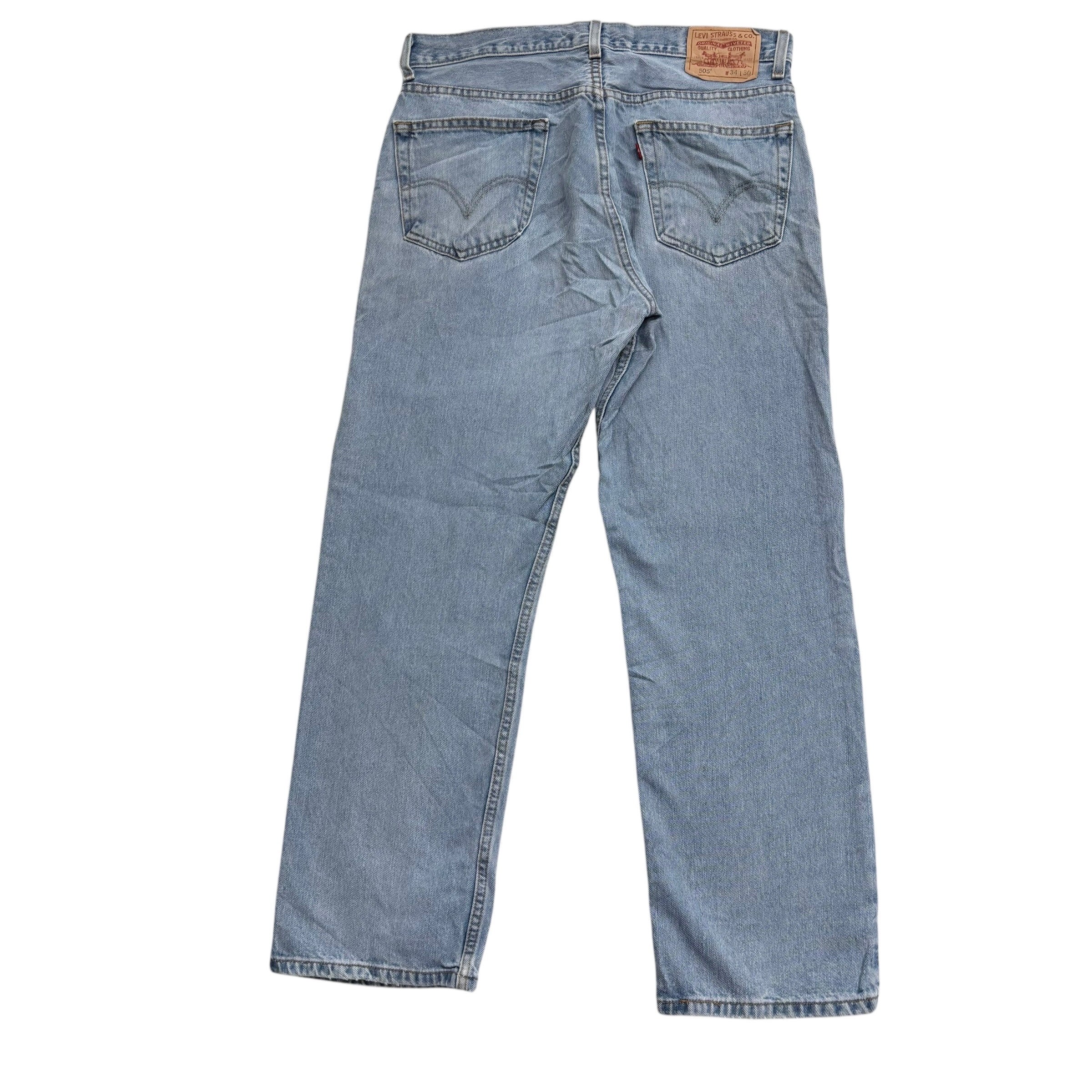 Levis 505 Jeans W33 L30 Mens Light Blue Regular Straight Fit Vintage Denim (E)