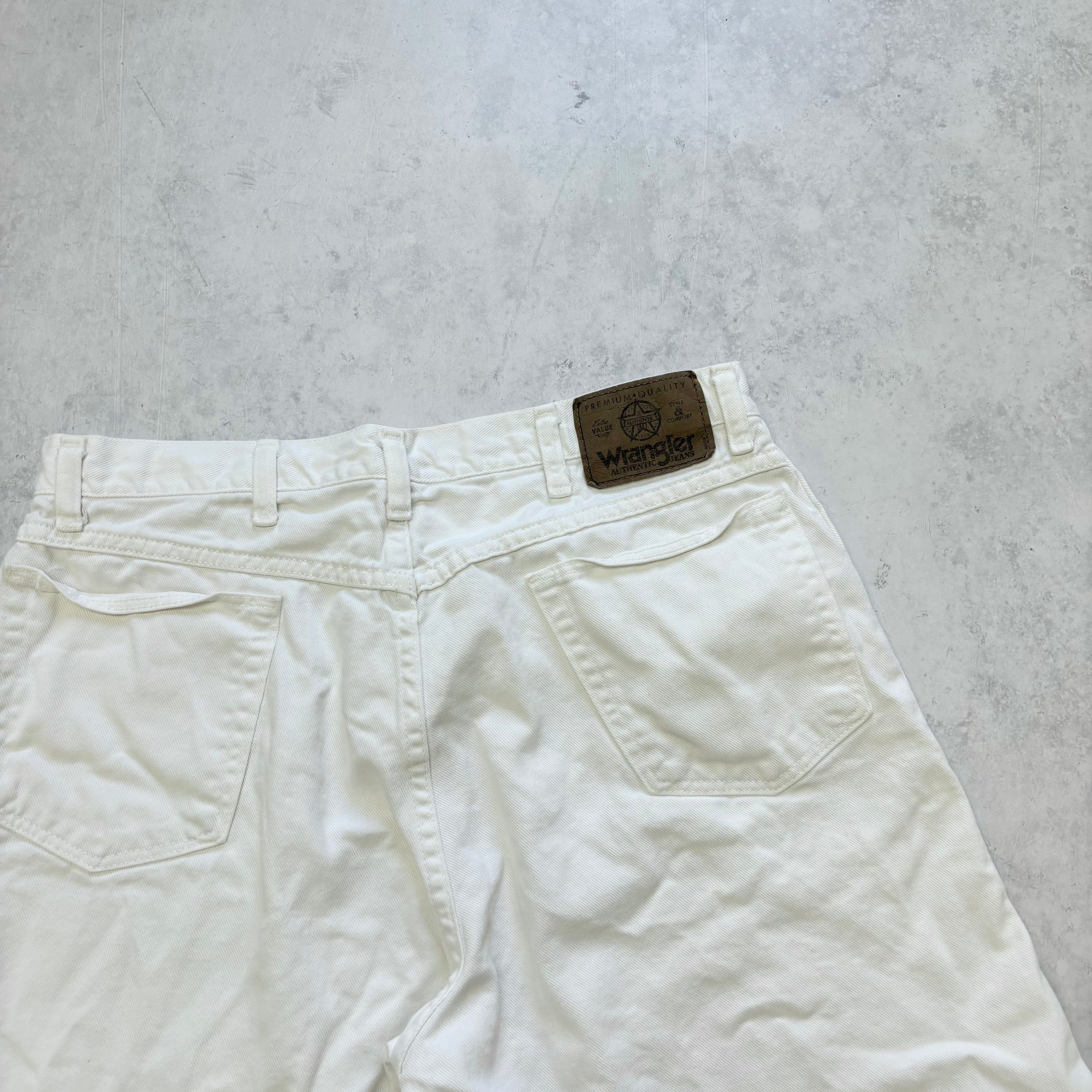 Vintage Wrangler Jorts W32 Mens Denim Shorts White Regular Fit