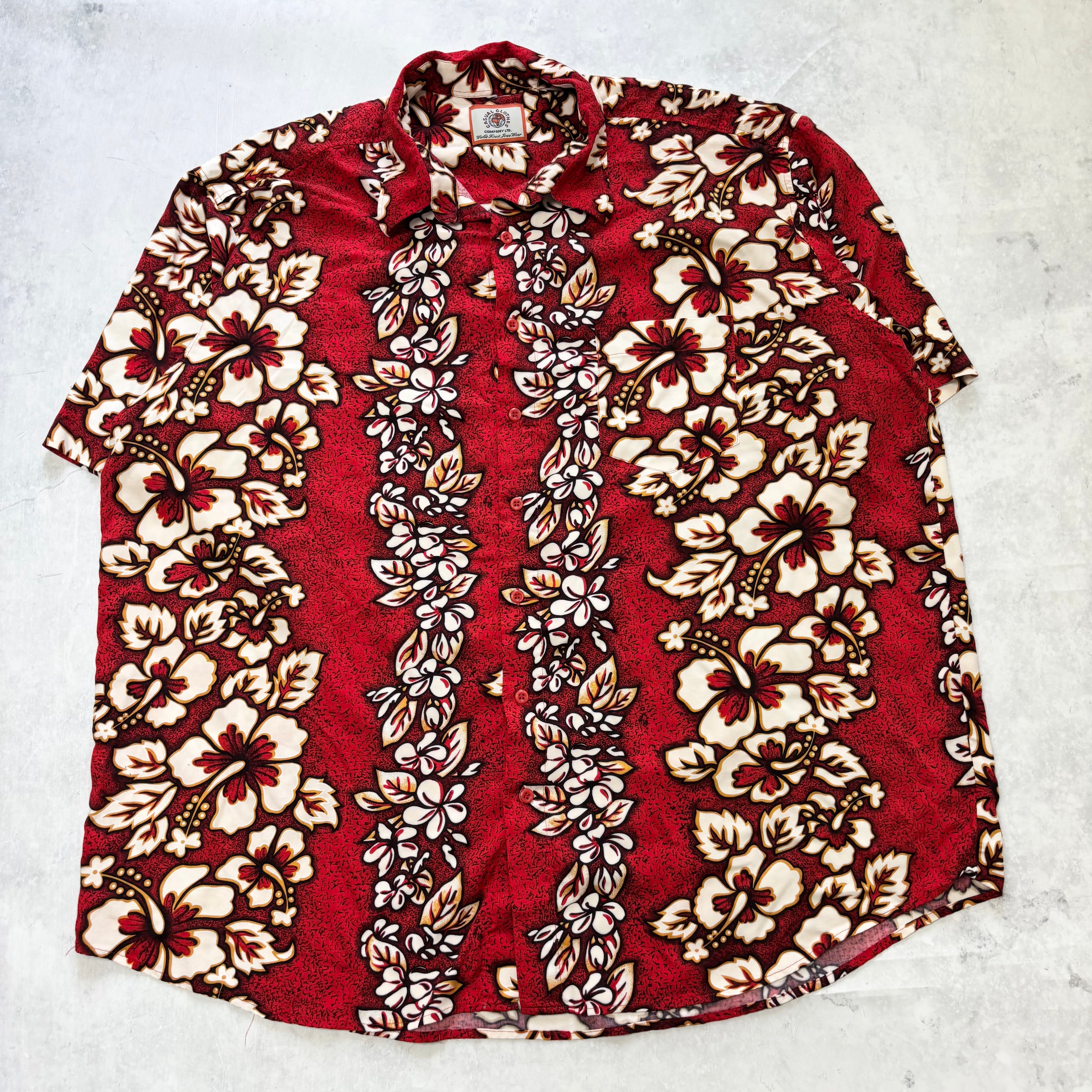 Hawaiian Shirt Mens 4XL Red Floral Aloha Short Sleeve Flowers (E)