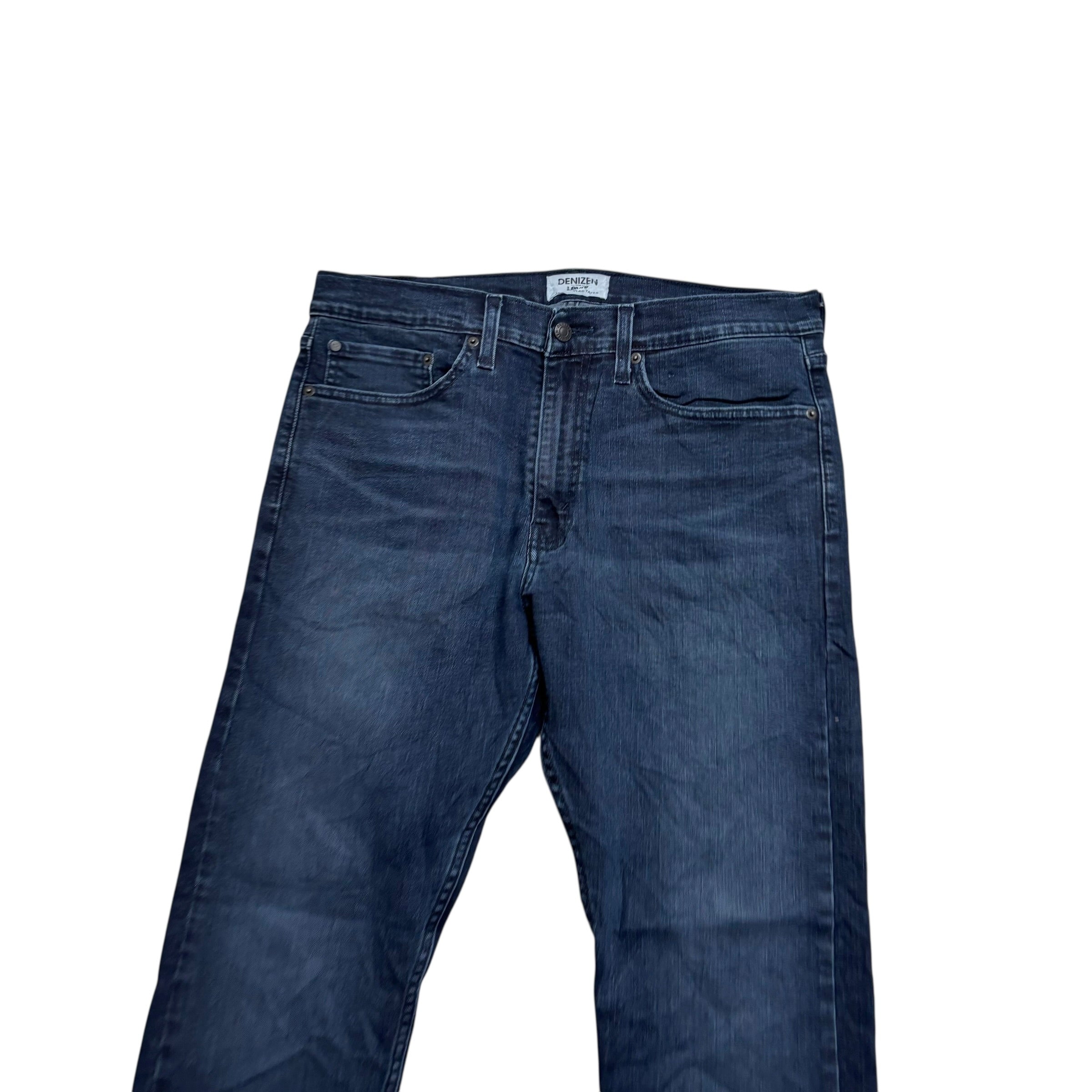 Levis Denizen Jeans W34 L30 Mens Navy Blue Regular Tapered Fit Stretch (E)