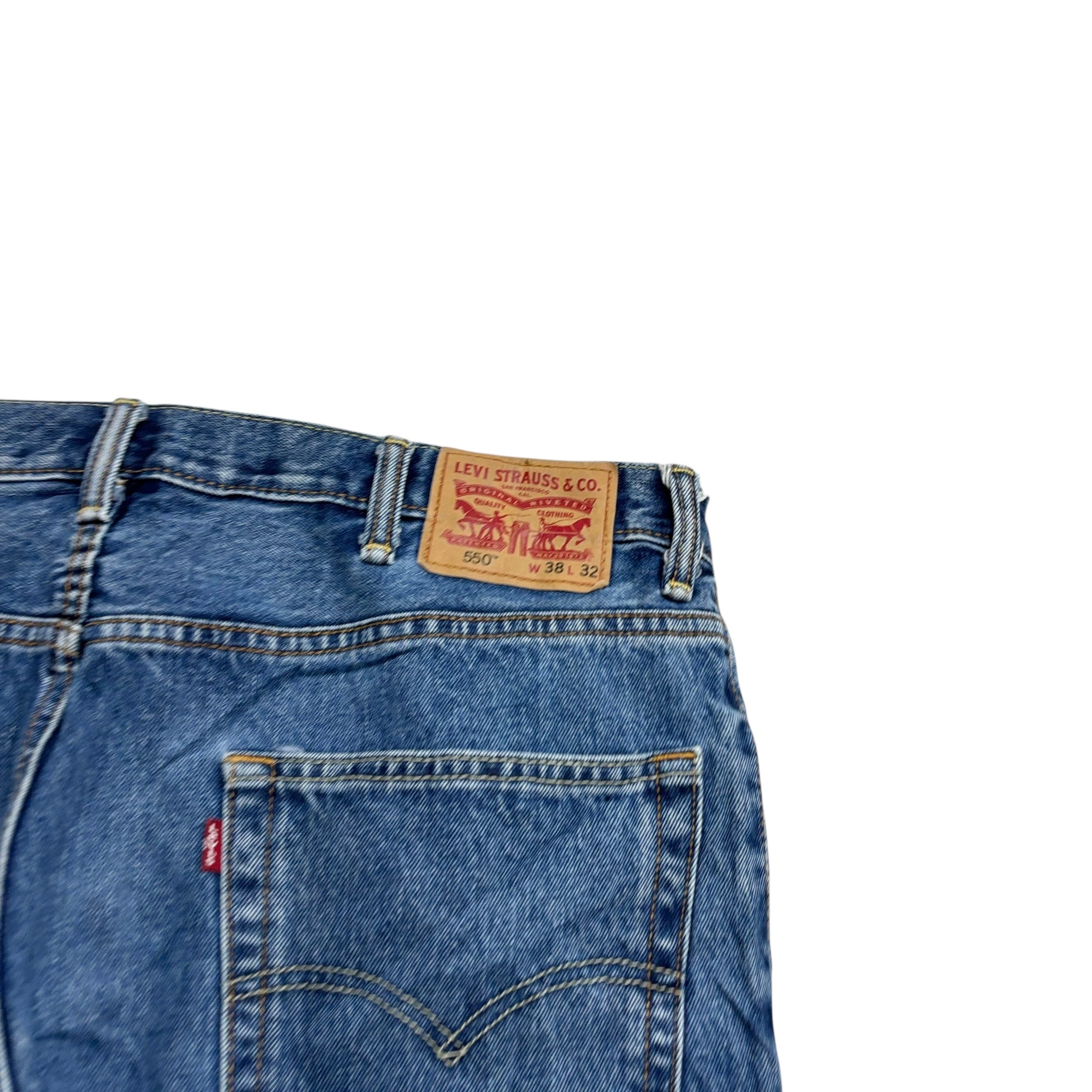 Levis 550 Jeans W38 L32 Mens Mid Blue Baggy Relaxed Straight Fit Denim (E)