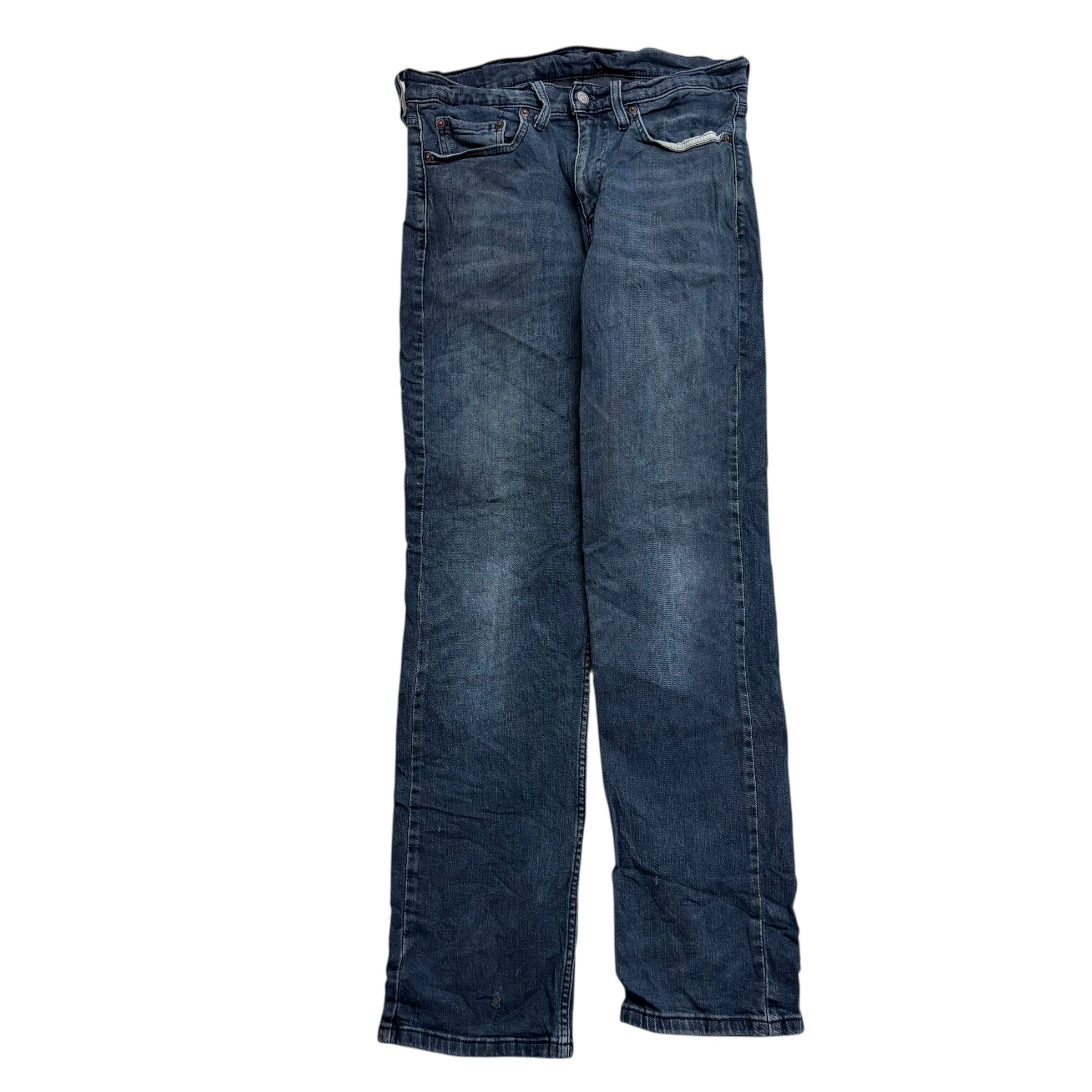 Levis 514 Jeans W32 L34 Mens Navy Blue Slim Straight Fit Stretch Denim (F)