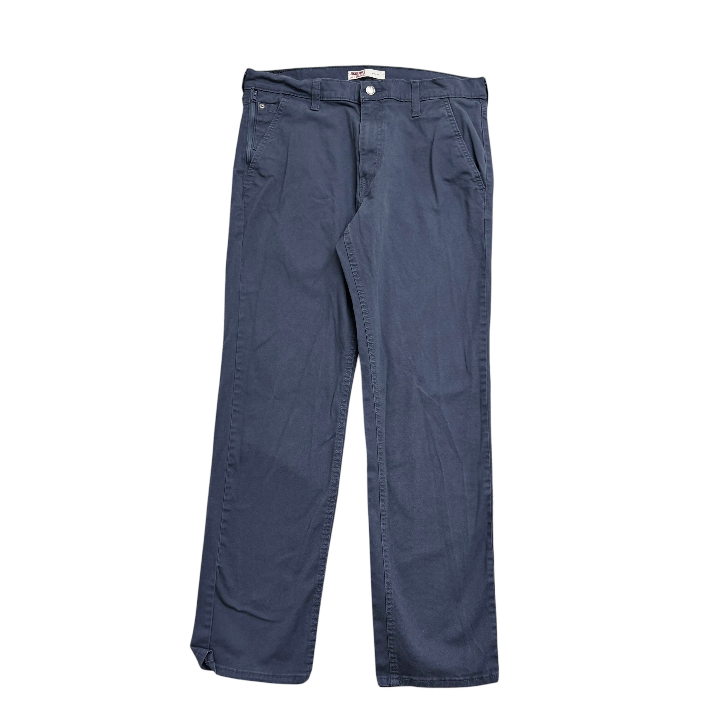 Levis Signature Trousers W34 L31 Mens Blue Athletic Fit Stretch Pants (E)