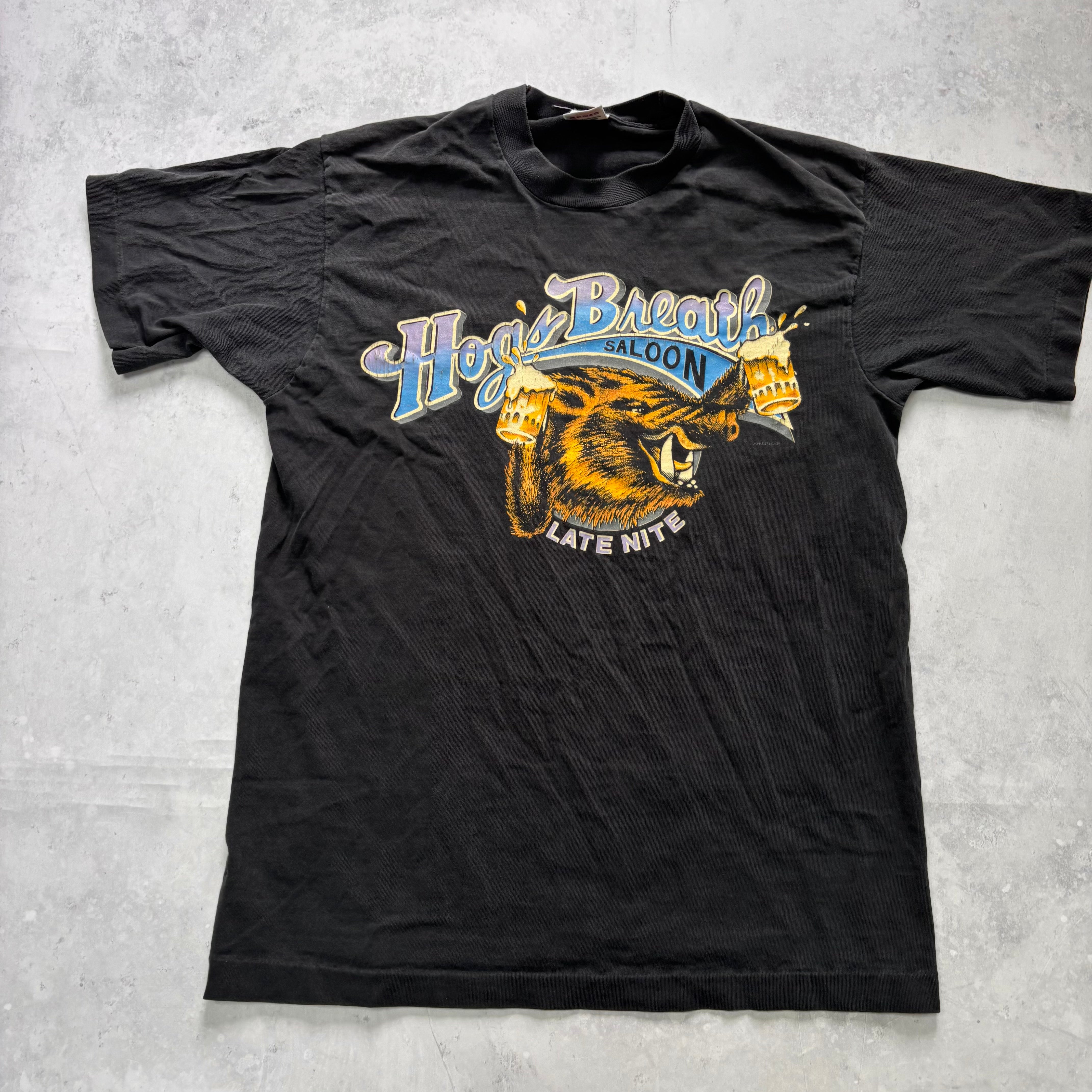 Vintage T Shirt Mens Medium Black Single Stitch Graphic Print 90s Beer USA (E)