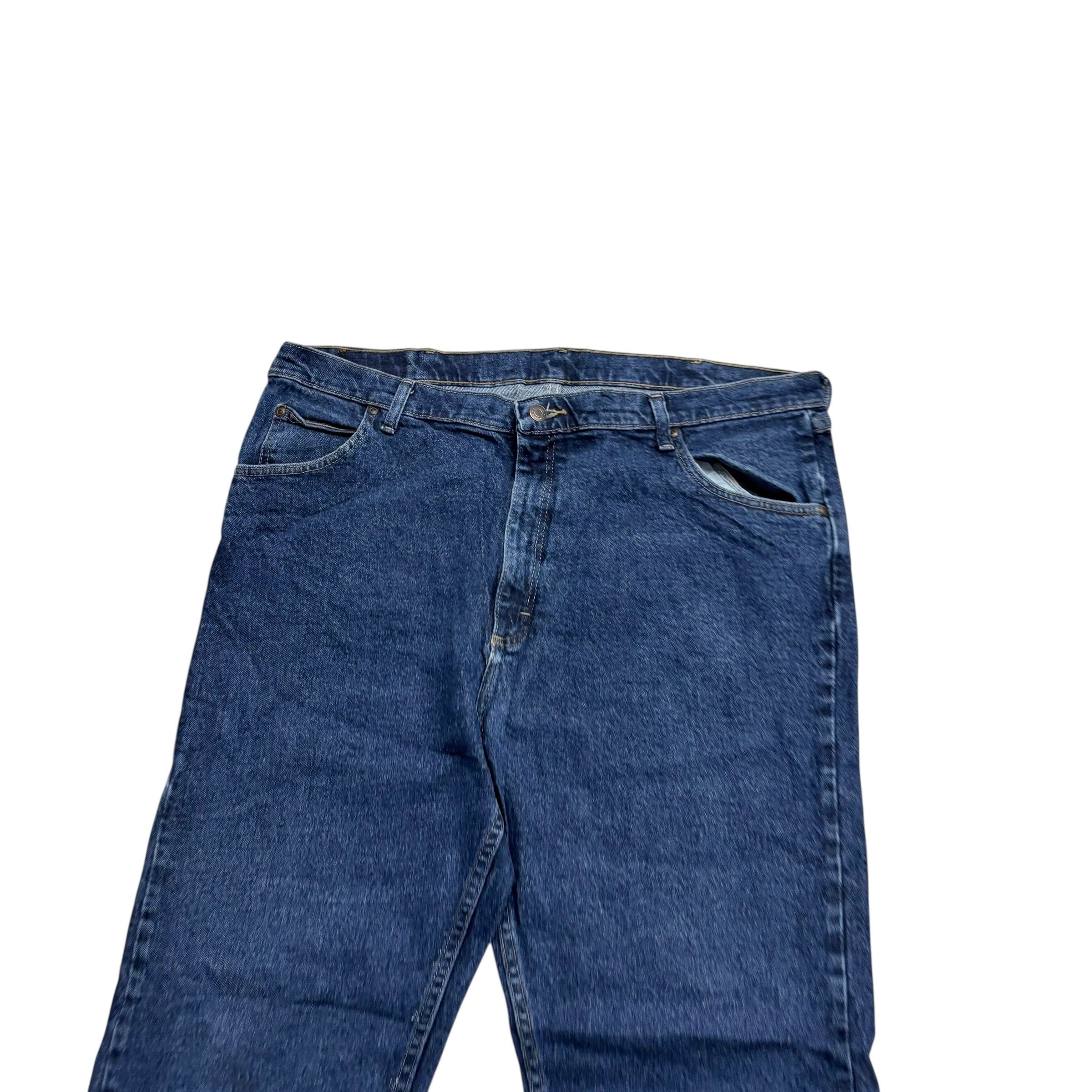 Wrangler Jeans W40 L32 Mens Dark Blue Regular Straight Fit Stretch Denim