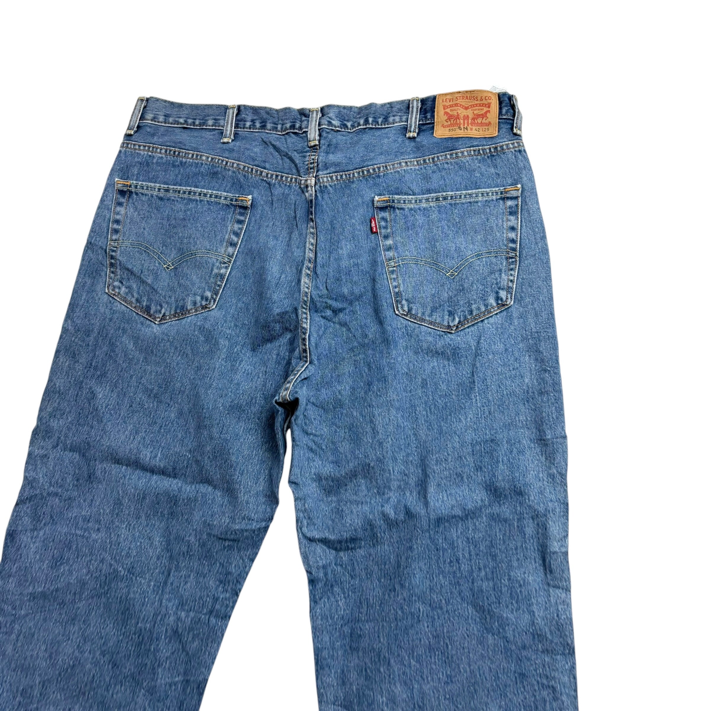 Levis 550 Jeans W42 L26 Mens Mid Blue Baggy Relaxed Straight Fit Denim