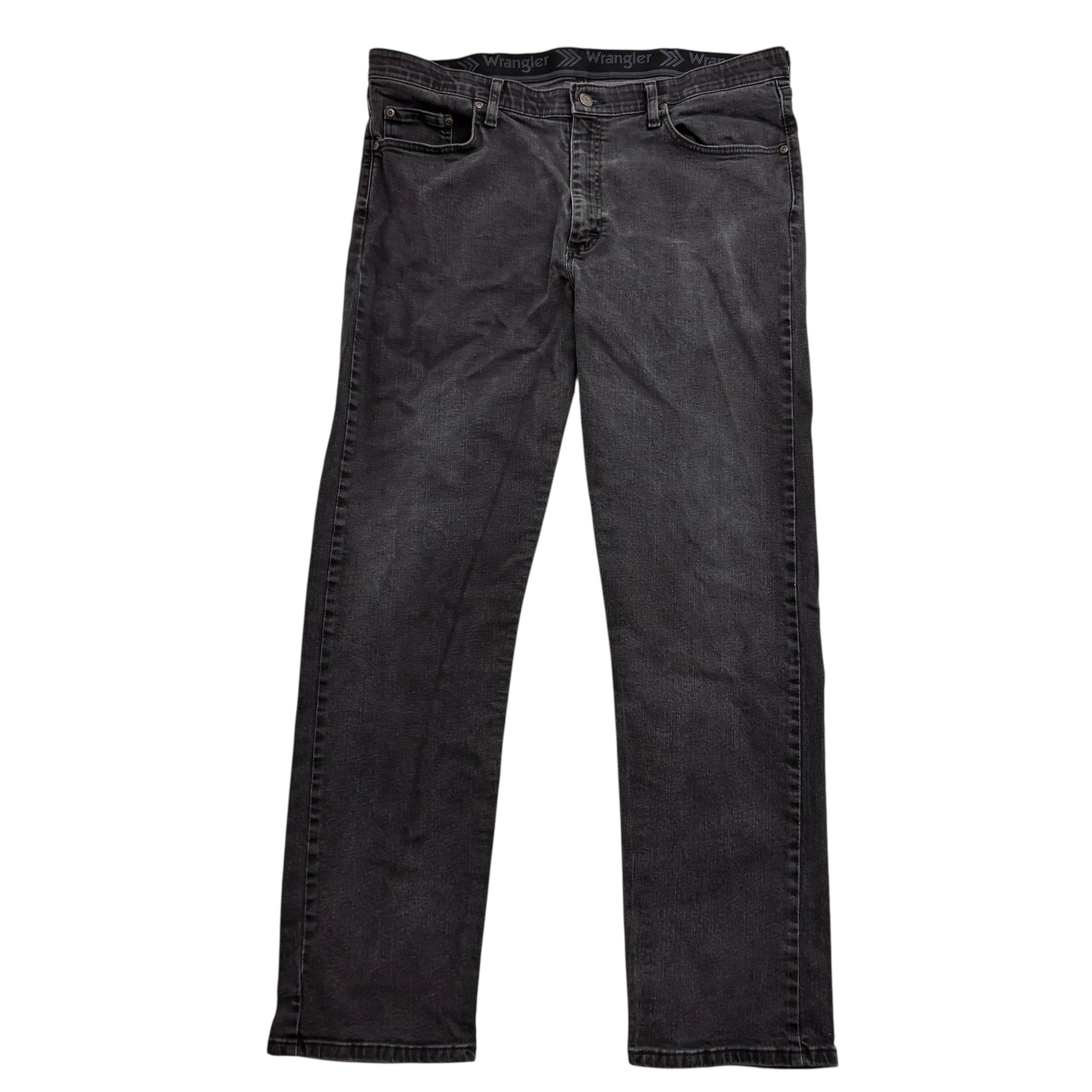 Wrangler Jeans W38 L32 Mens Black Regular Straight Fit Stretch Denim