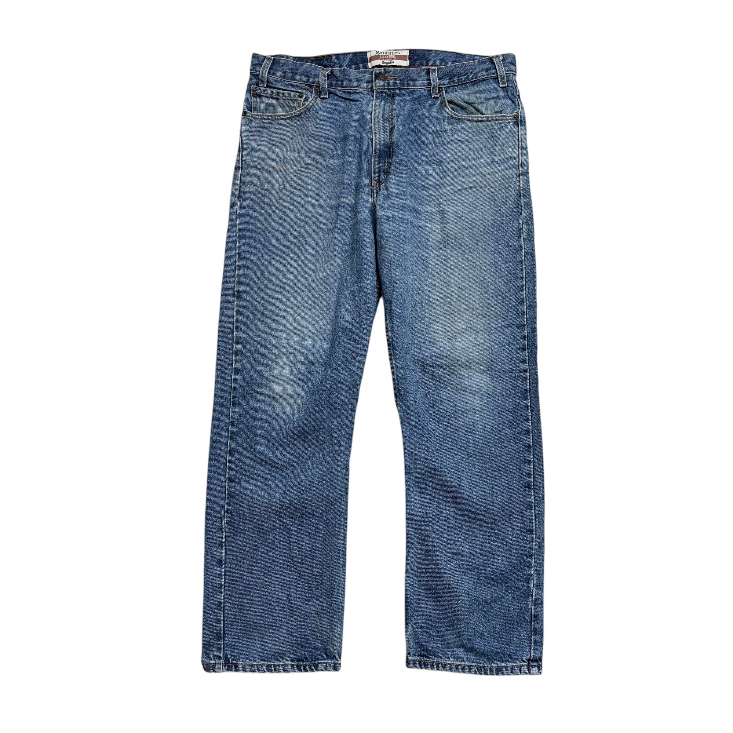 Levis Signature Jeans W36 L30 Mens Mid Blue Regular Straight Vintage Denim (F)
