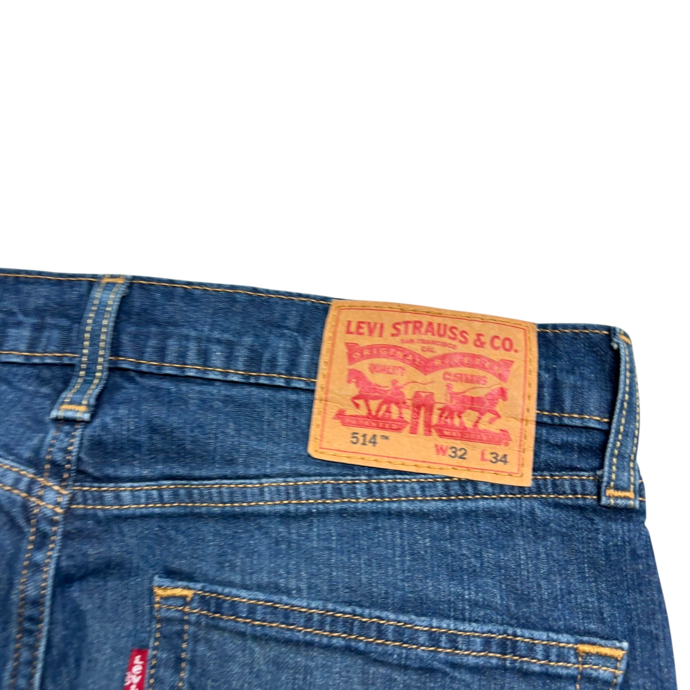 Levis 514 Jeans W32 L33 Mens Dark Blue Regular Straight Fit Stretch Denim (E)