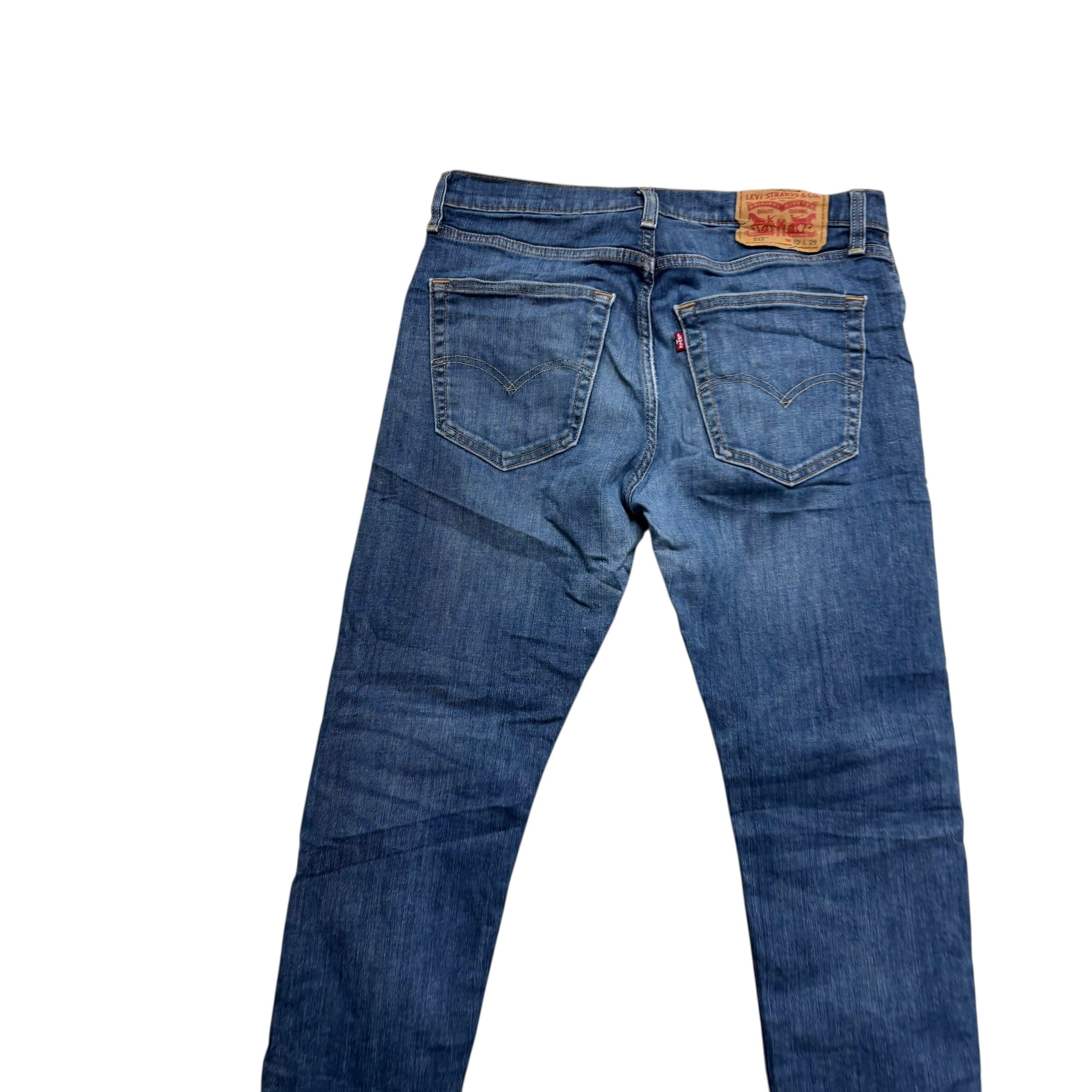 Levis 512 Jeans W32 L27 Mens Mid Blue Slim Tapered Fit Stretch Denim (E)