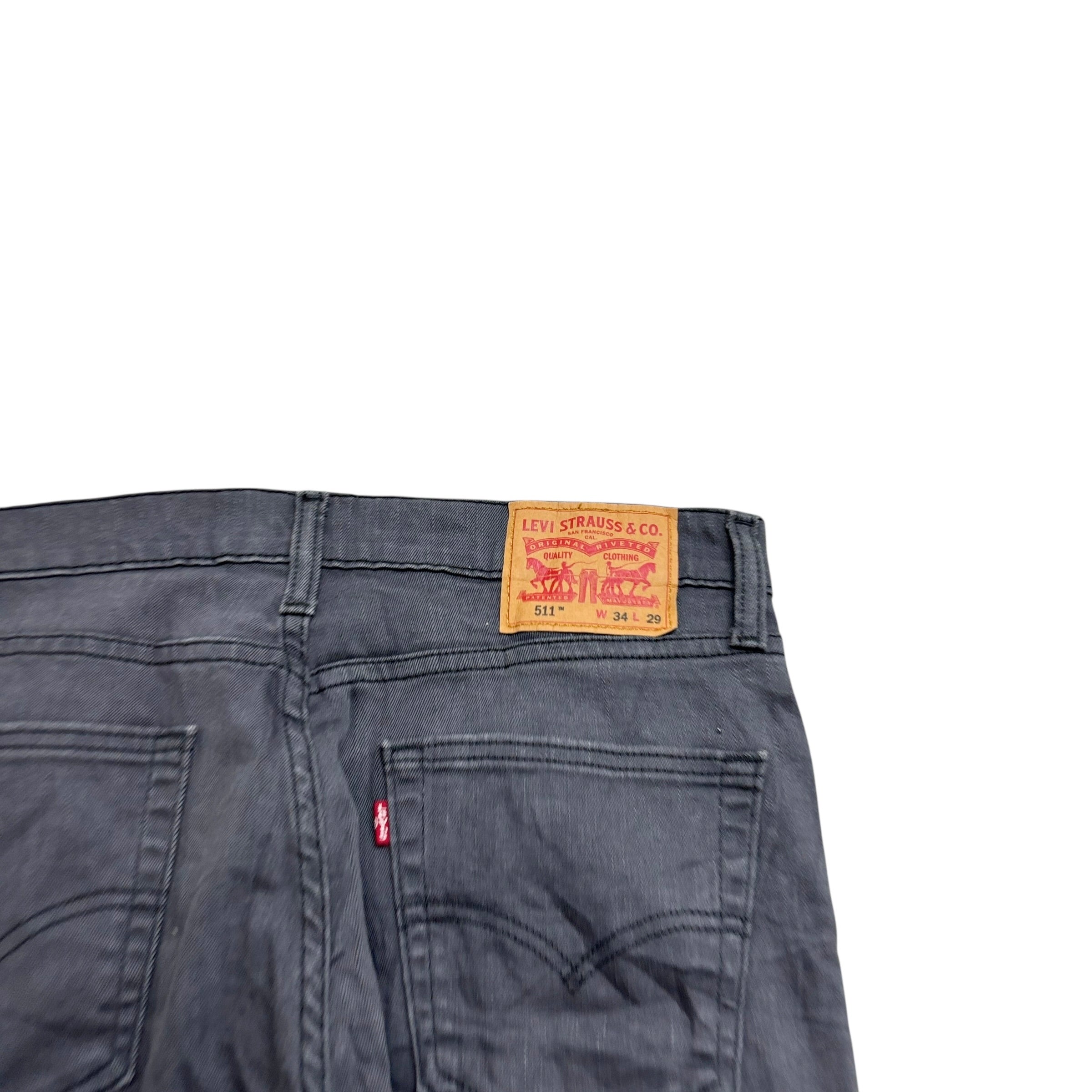 Levis 511 Jeans W34 L29 Mens Grey Slim Fit Stretch Denim