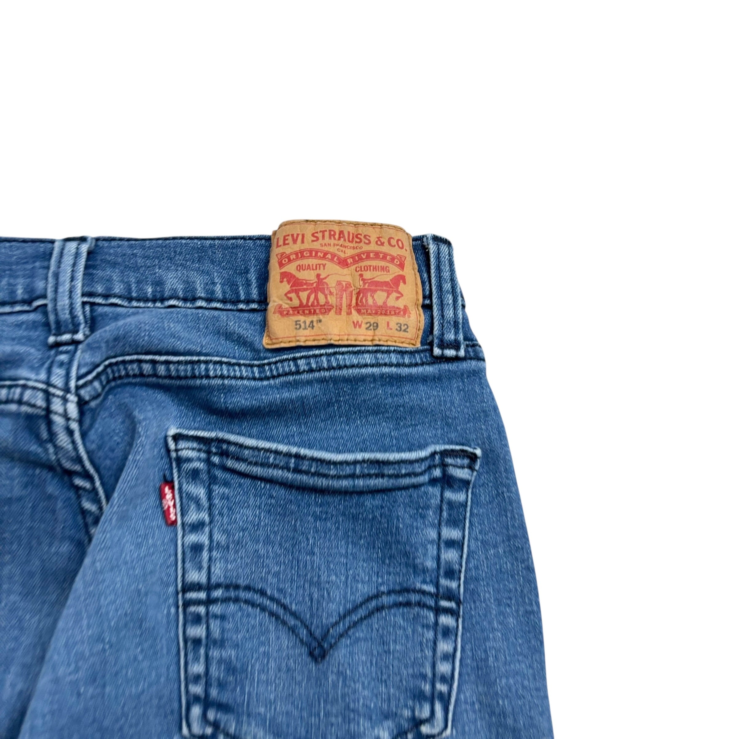 Levis 514 Jeans W28 L31 Mens Mid Blue Slim Straight Fit Stretch Denim