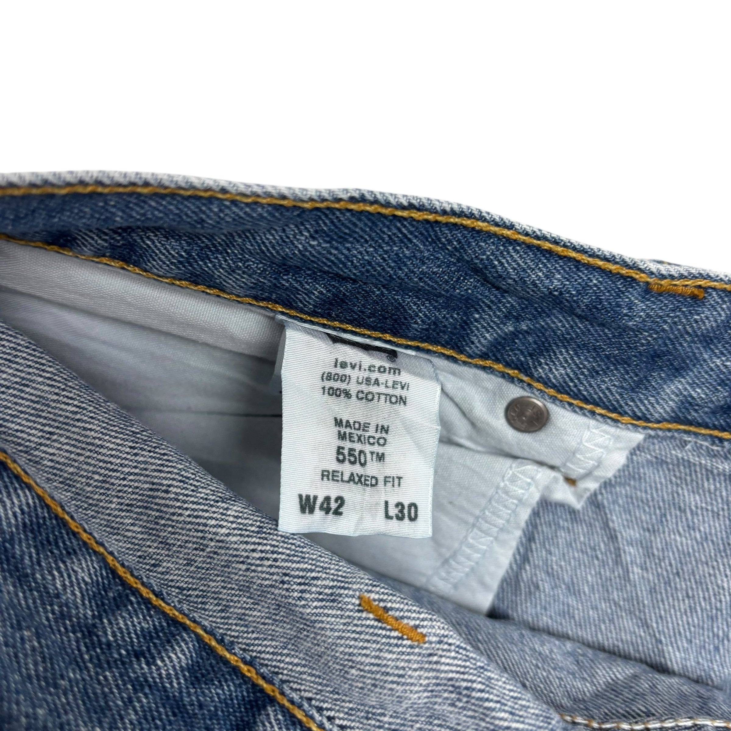 Levis 550 Jeans W42 L30 Mens Mid Blue Baggy Relaxed Straight Vintage Denim (E)