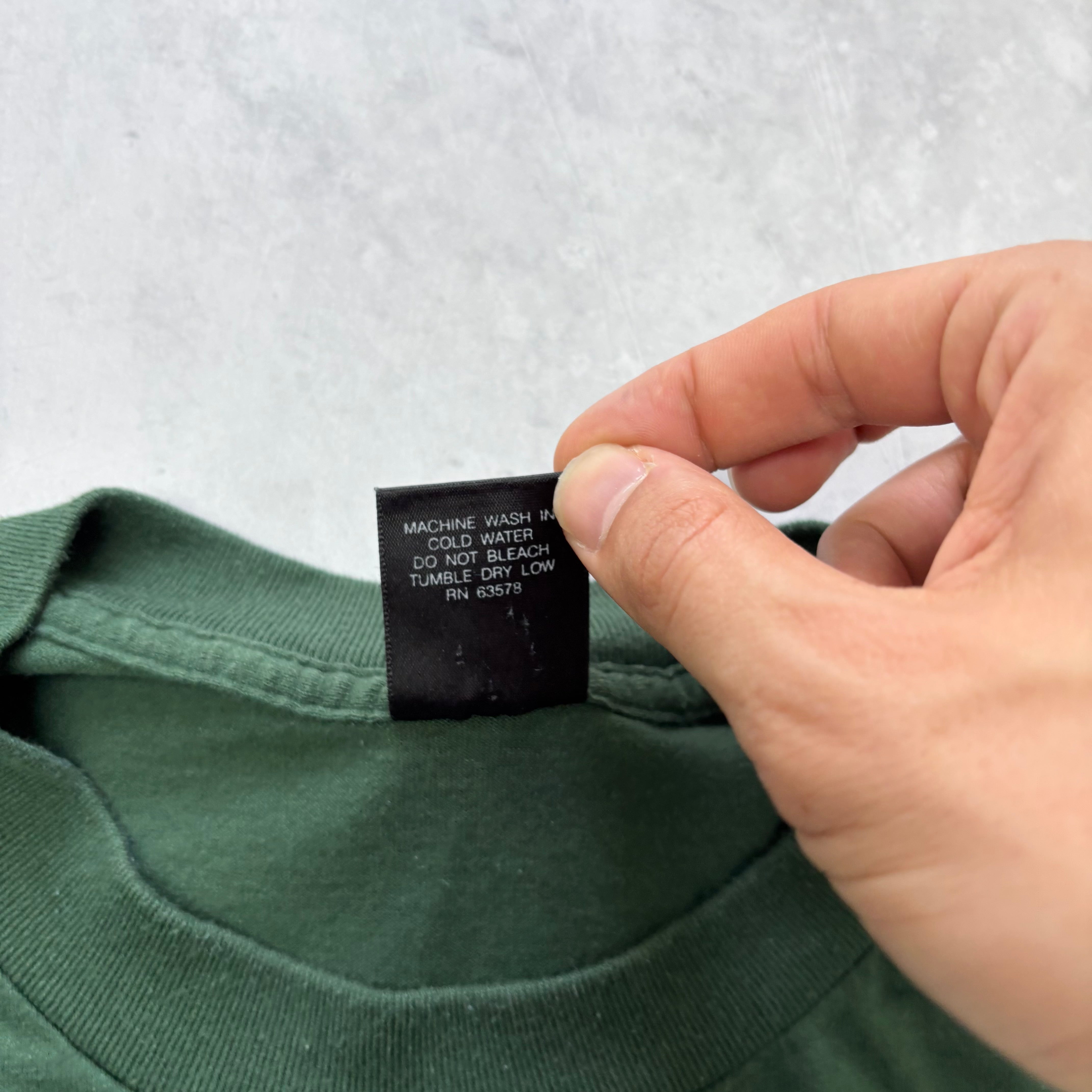 Vintage T Shirt Mens XL Green Single Stitch Graphic Print 90s USA (E)