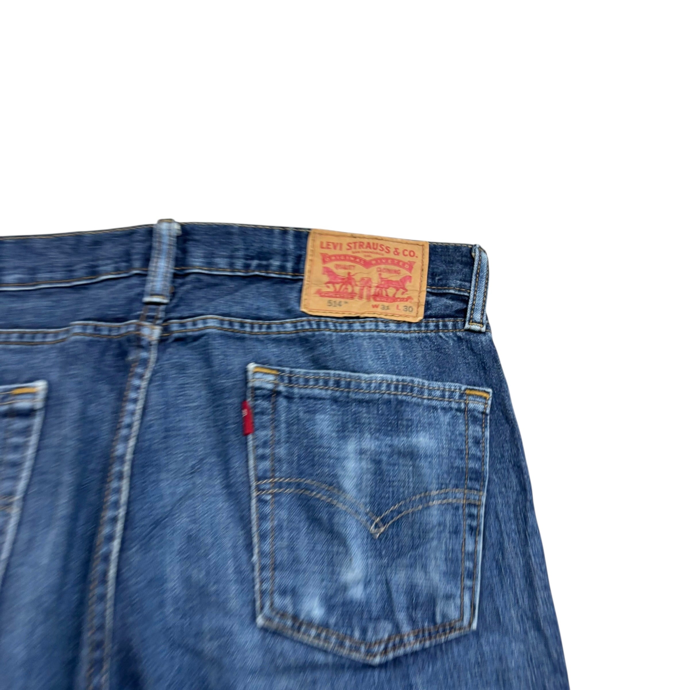 Levis 514 Jeans W32 L30 Mens Mid Blue Regular Straight Fit Denim