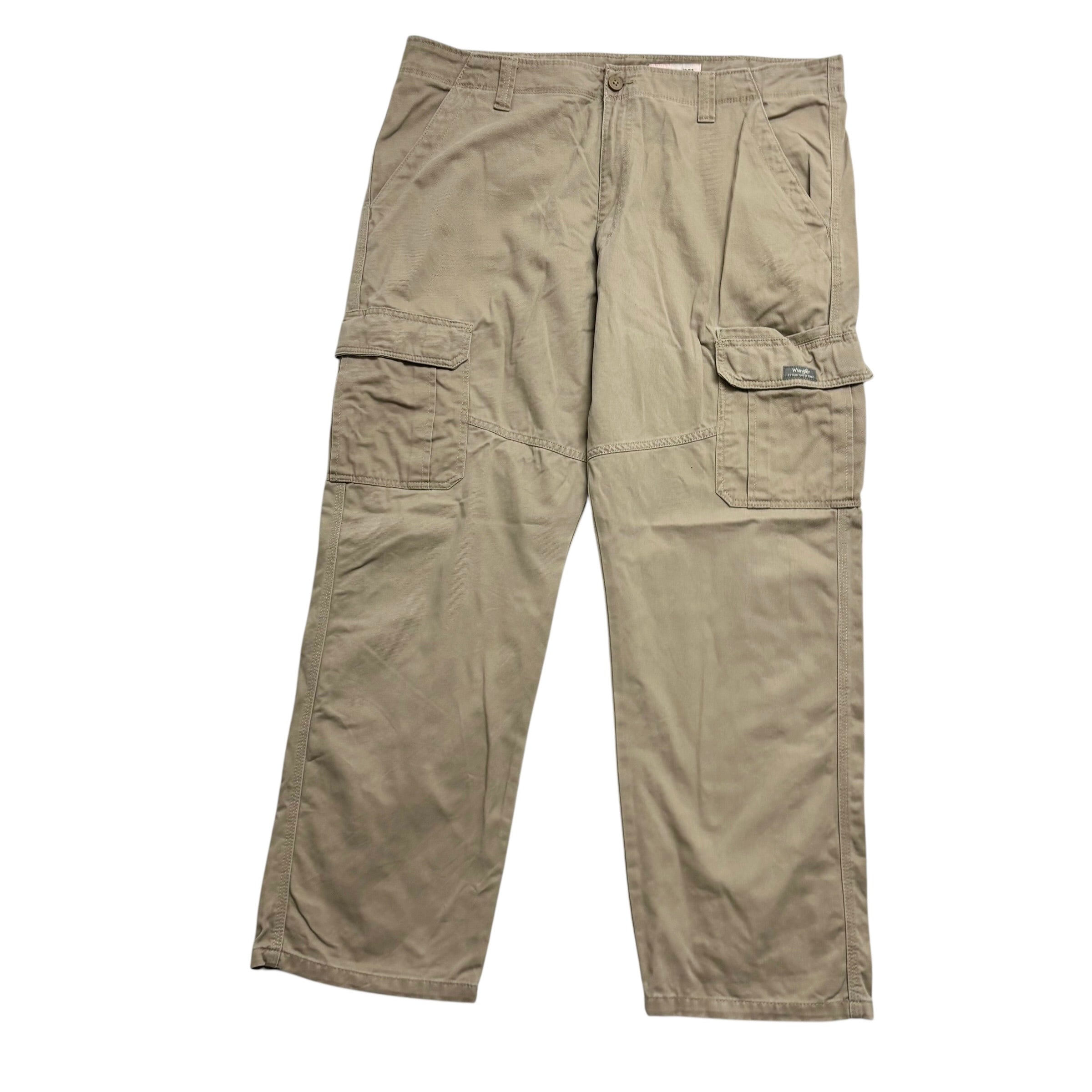 Wrangler Cargo Trousers W40 L30 Mens Beige Relaxed Straight Fit Pants (E)