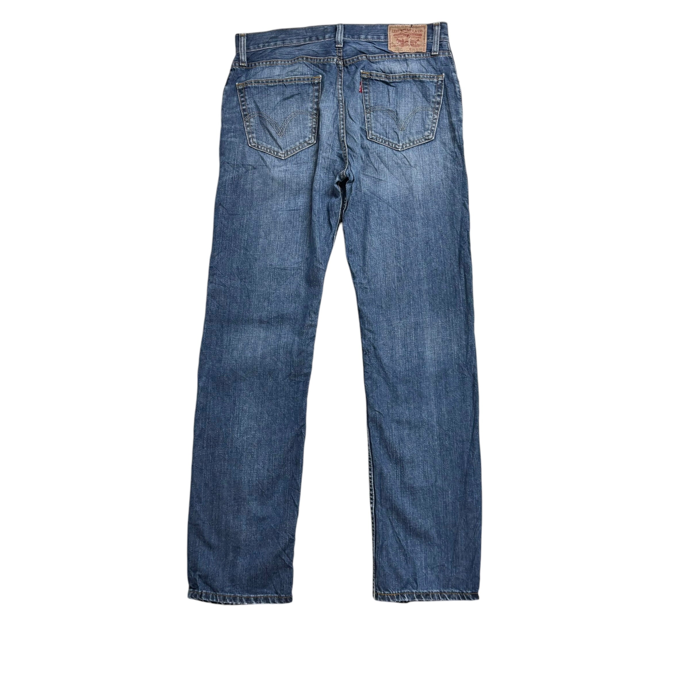 Levis 505 Jeans W34 L34 Mens Mid Blue Regular Straight Fit Vintage Denim (E)