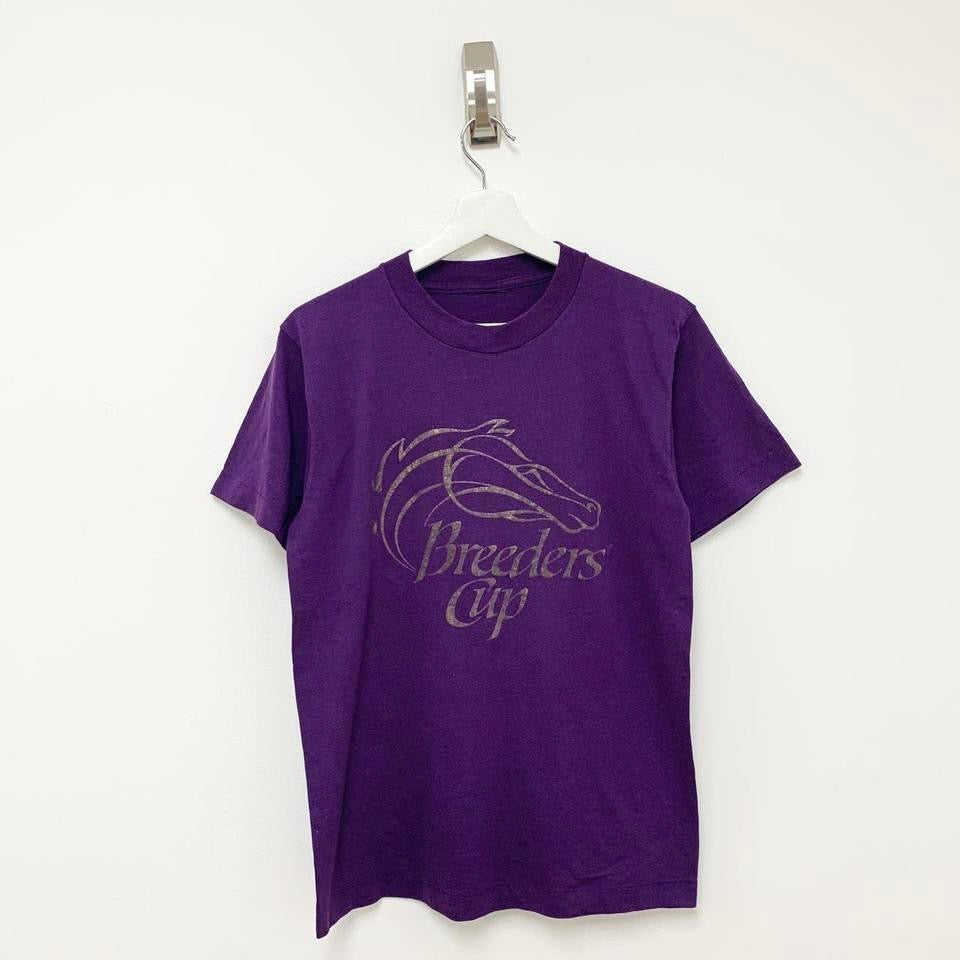 Vintage T Shirt Mens Small Purple Single Stitch Graphic Print 90s USA Horses