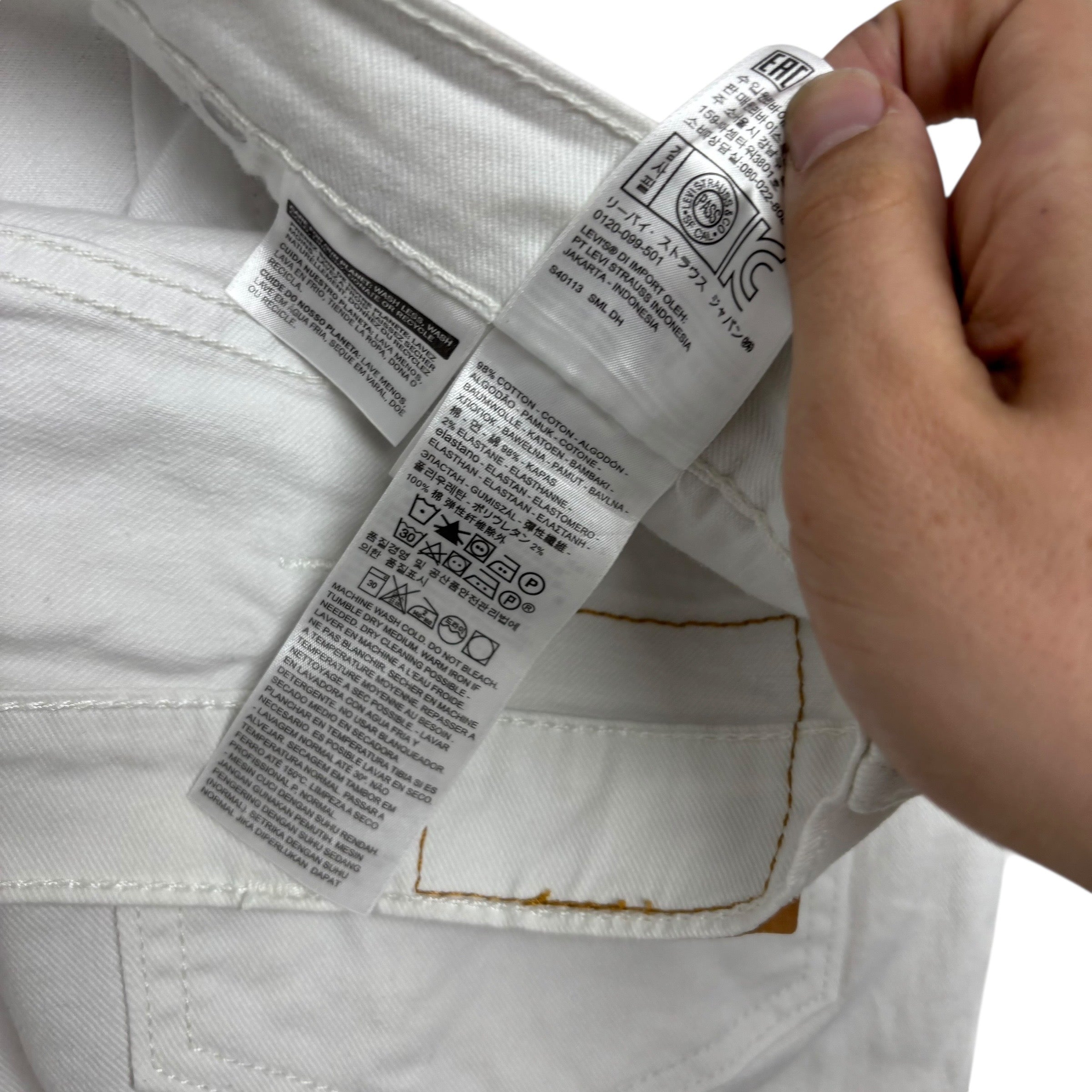 Levis 569 Jeans W44 L29 Mens White Baggy Relaxed Straight Fit Stretch Denim (F)