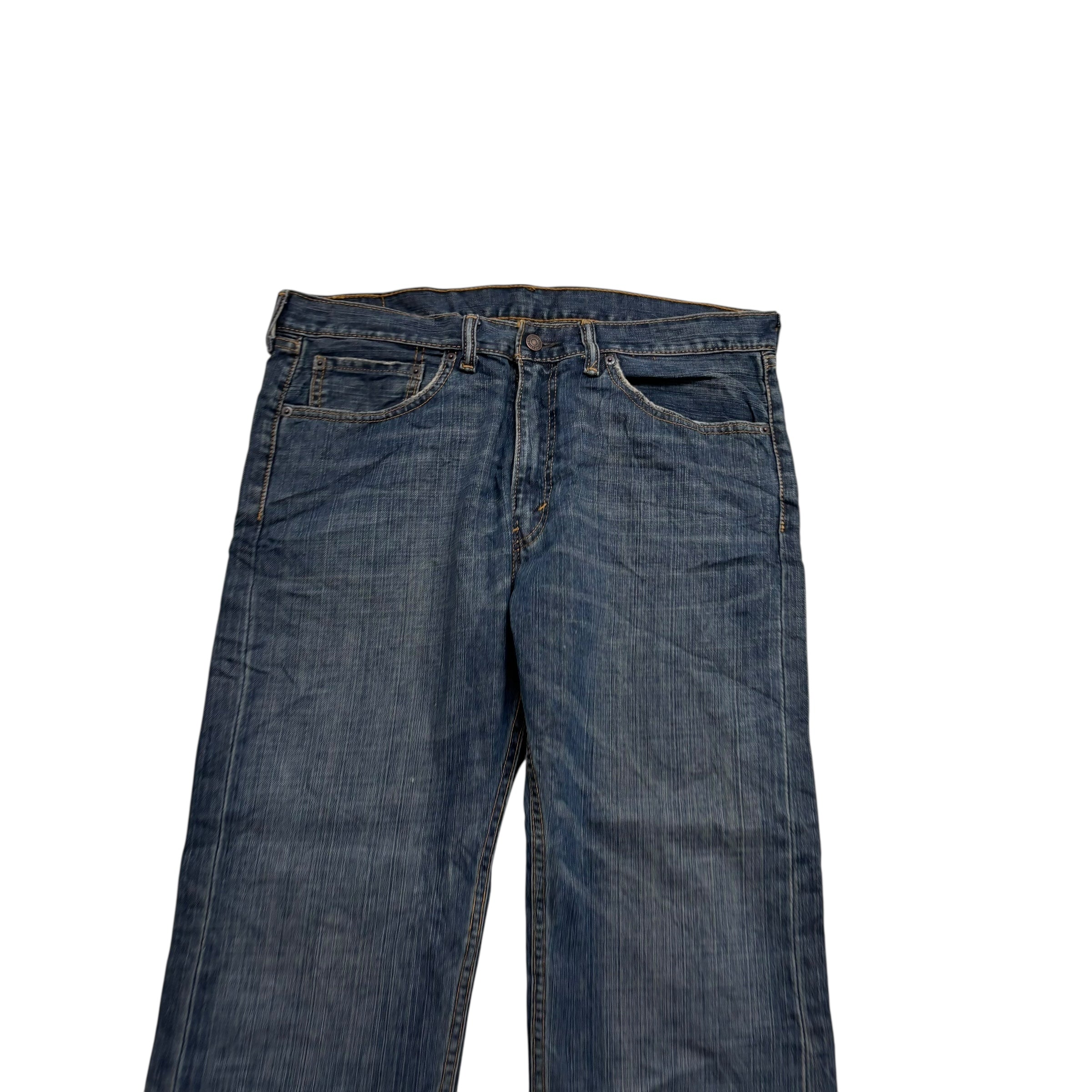 Levis 505 Jeans W36 L30 Mens Dark Blue Regular Straight Fit Denim (E)