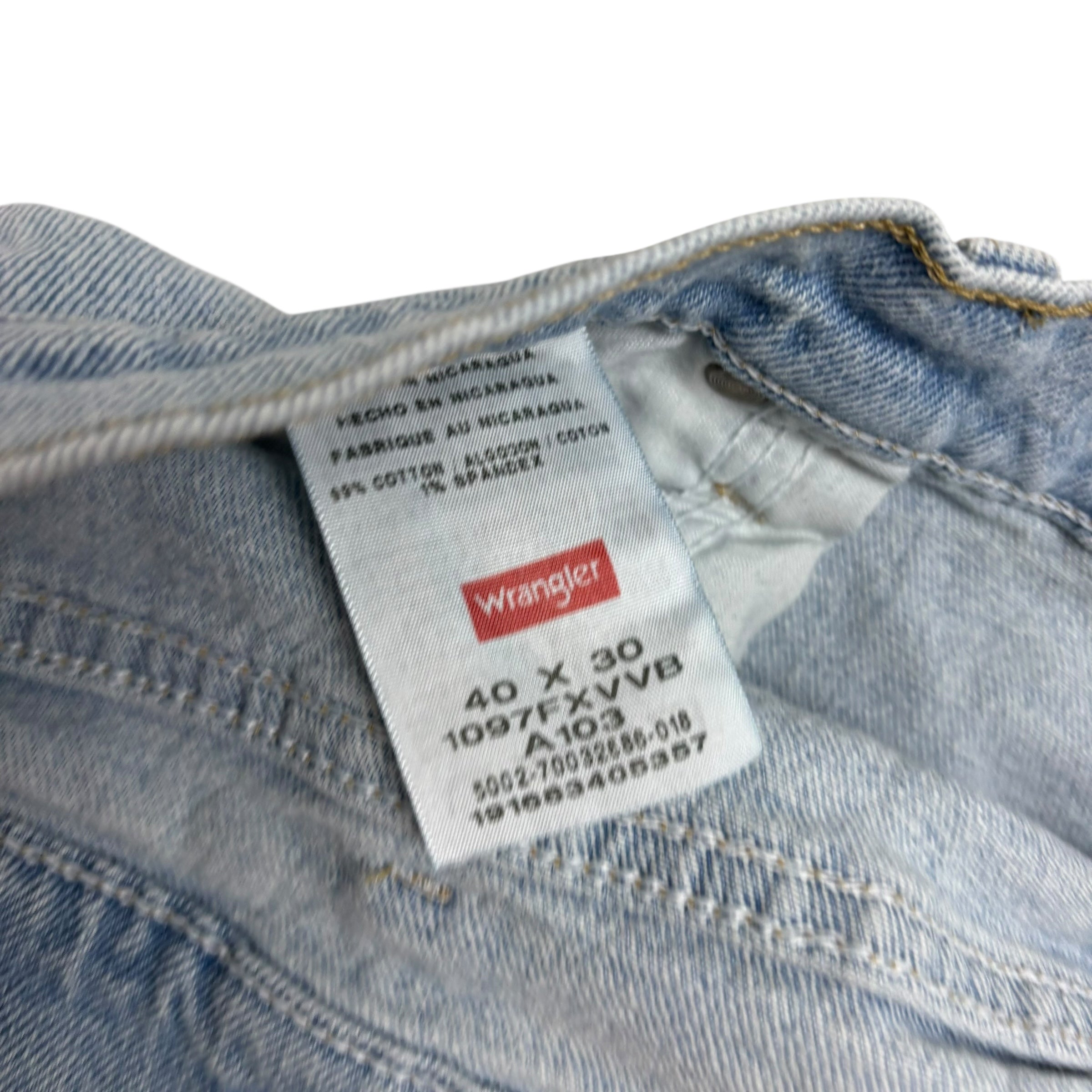 Wrangler Jeans W40 L30 Mens Light Blue Relaxed Straight Fit Stretch Denim (F)