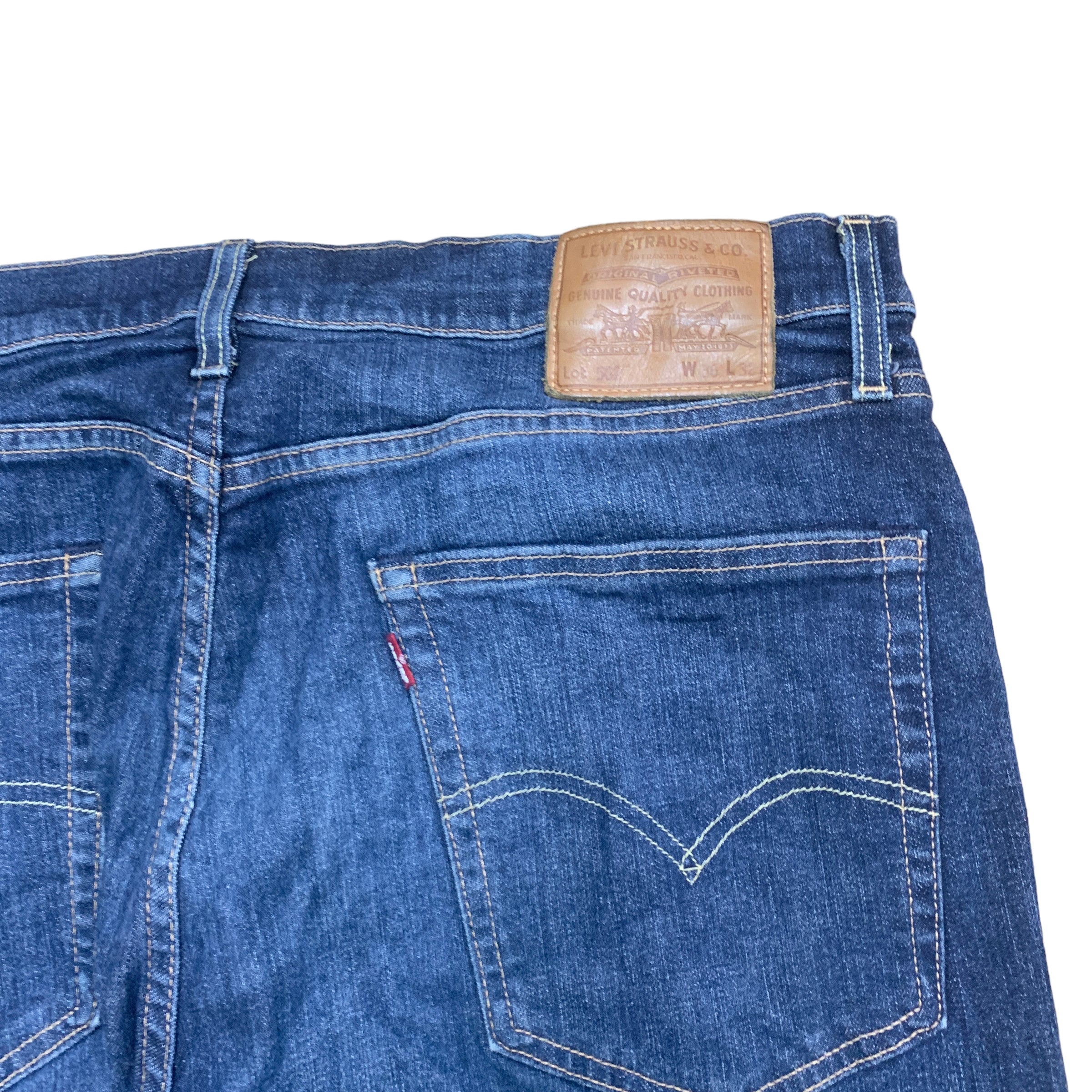 Levis 502 Jeans W36 L31 Mens Blue Regular Taper Fit Stretch Premium Big E