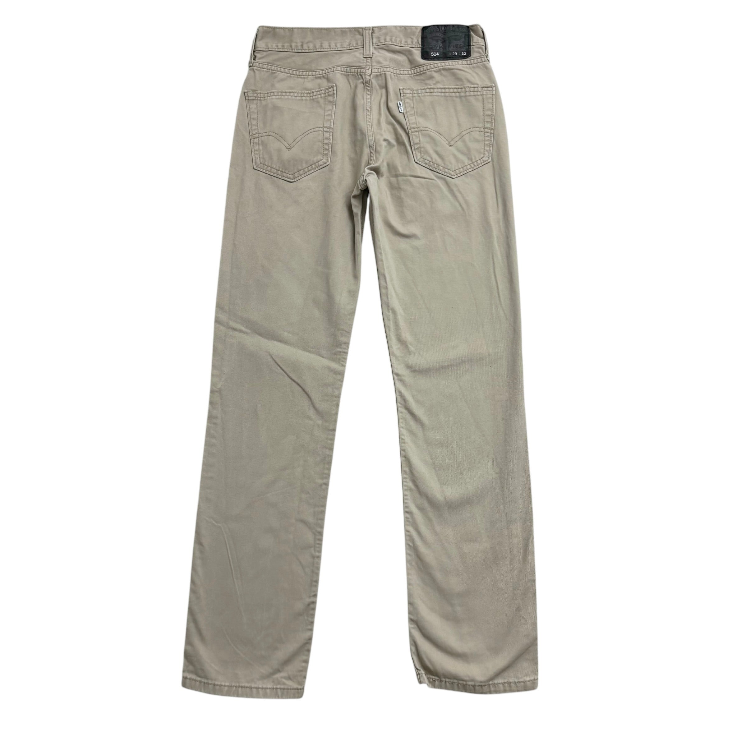 Levis 514 Trousers W29 L32 Mens Cream Regular Straight Fit Cotton Pants