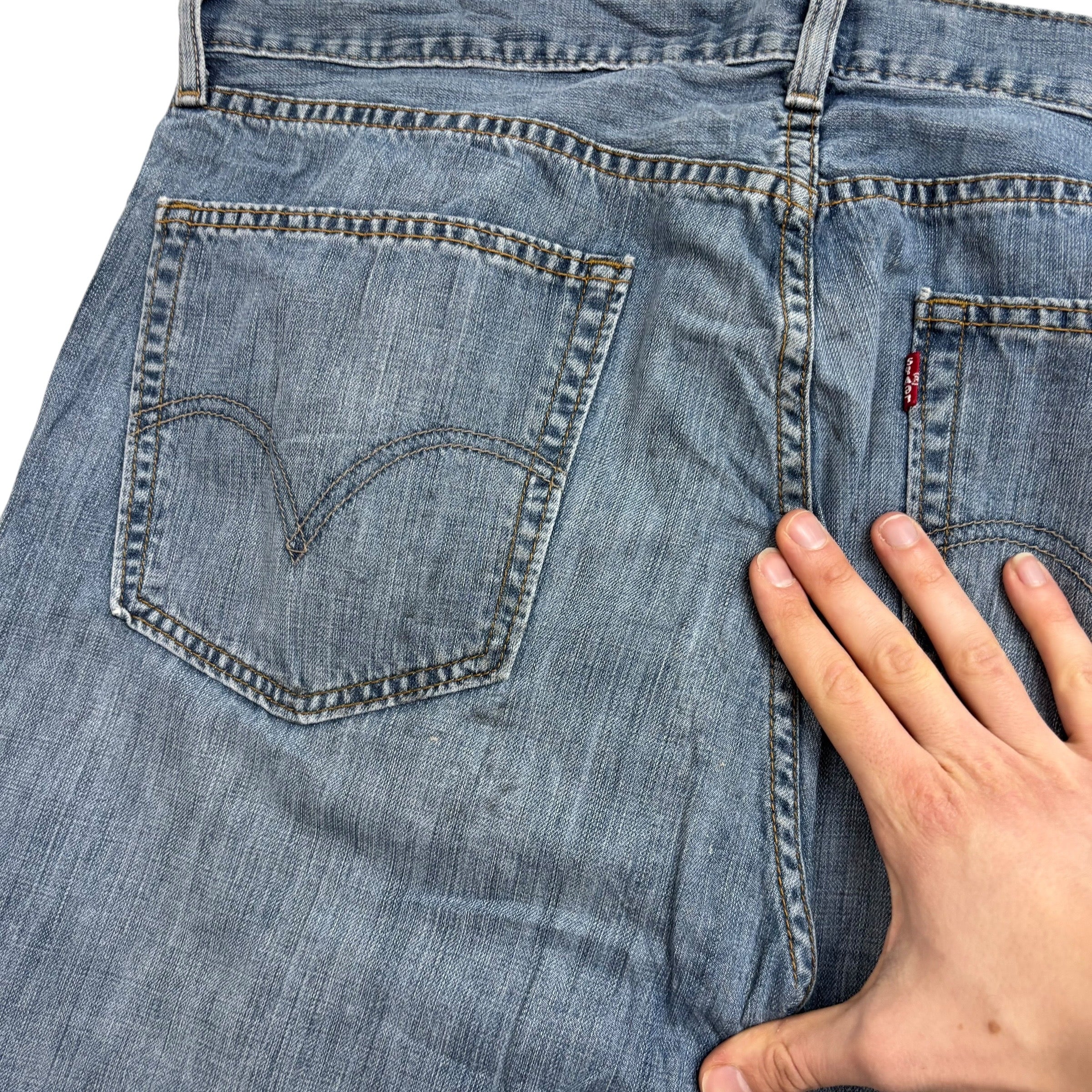 Levis 505 Jeans W36 L34 Mens Mid Blue Regular Straight Fit Vintage Denim (F)