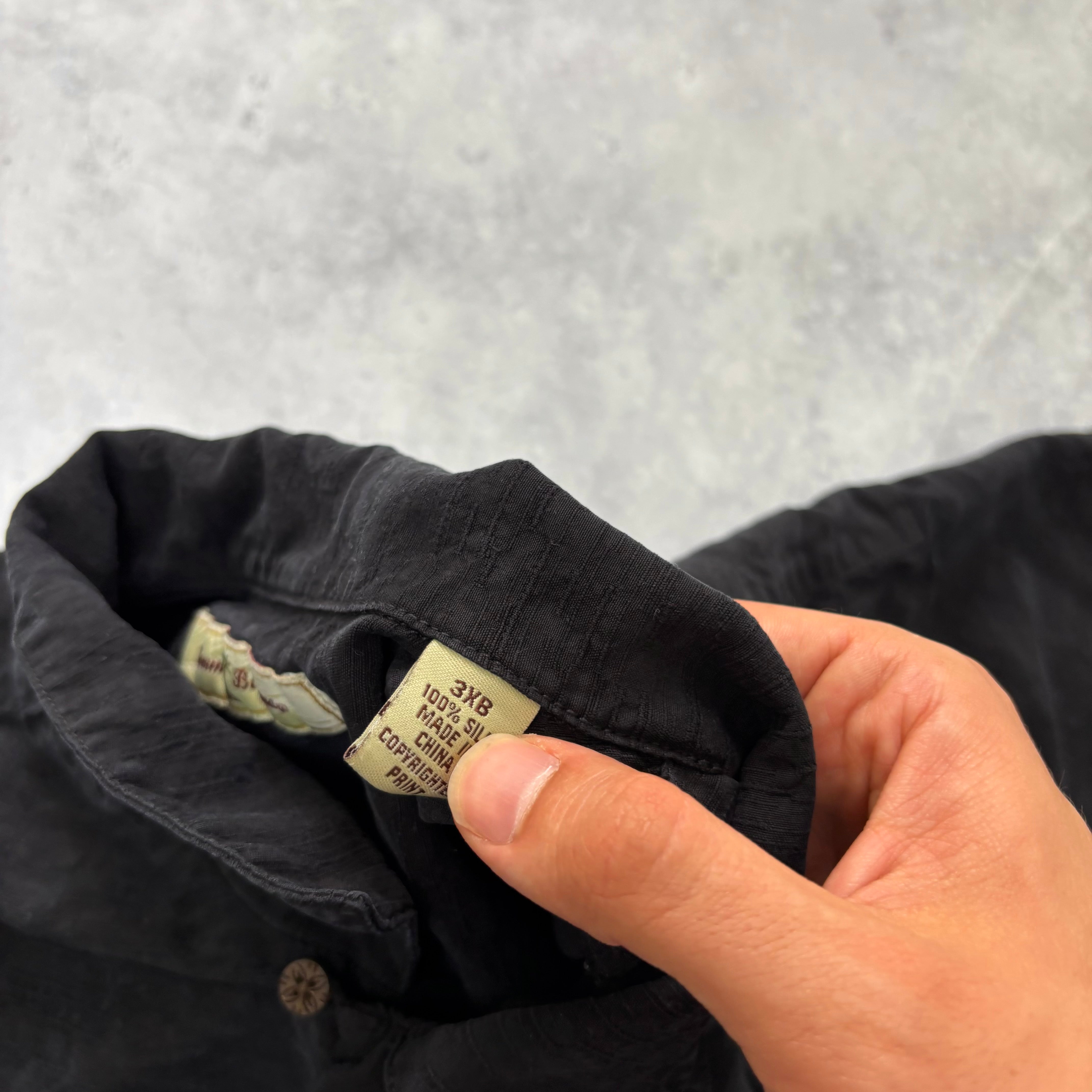 Vintage Hawaiian Shirt Mens 3XL Black Floral Aloha Tommy Bahama Silk (E)