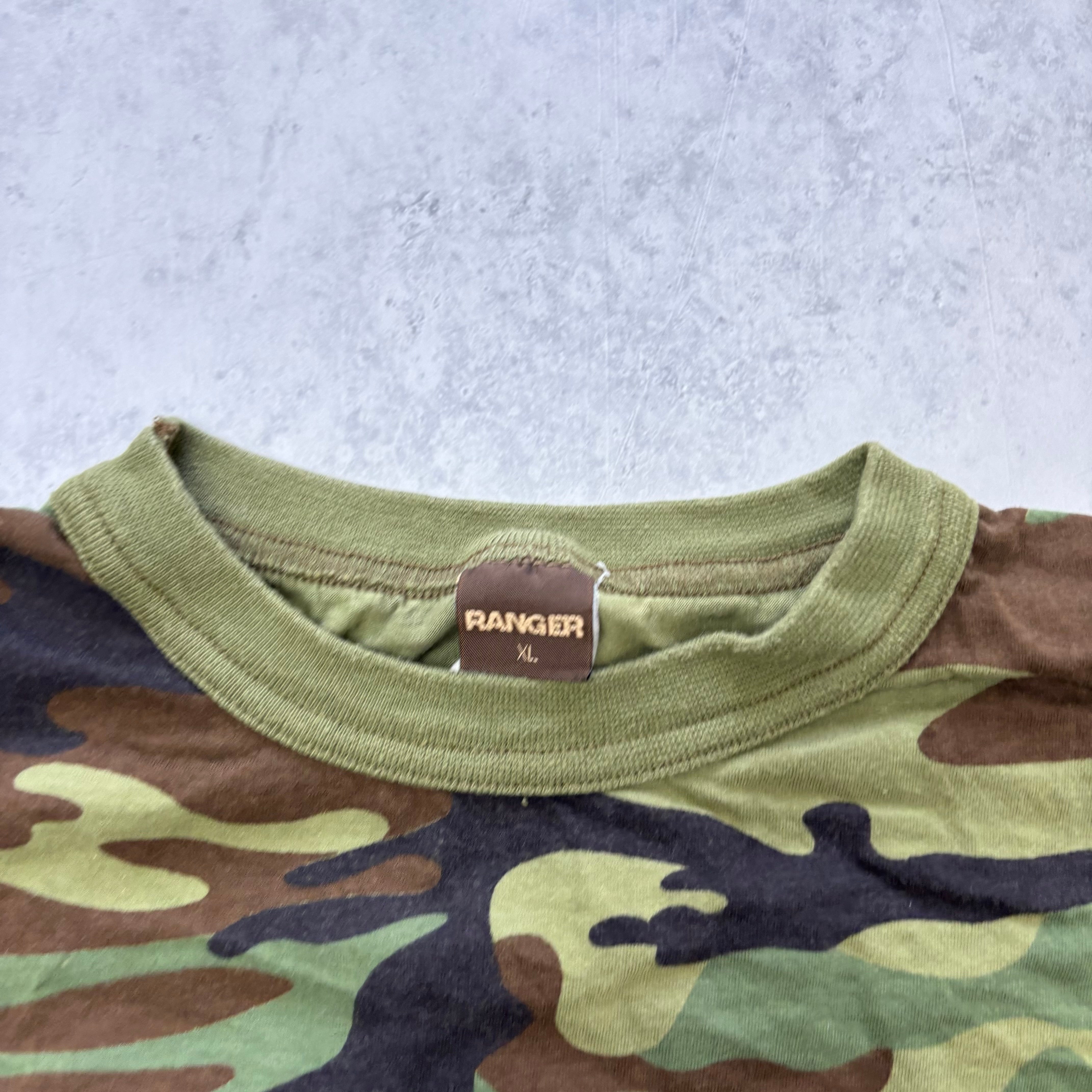 Vintage Camo T Shirt Mens XL Army Desert Woodland Camouflage (E)