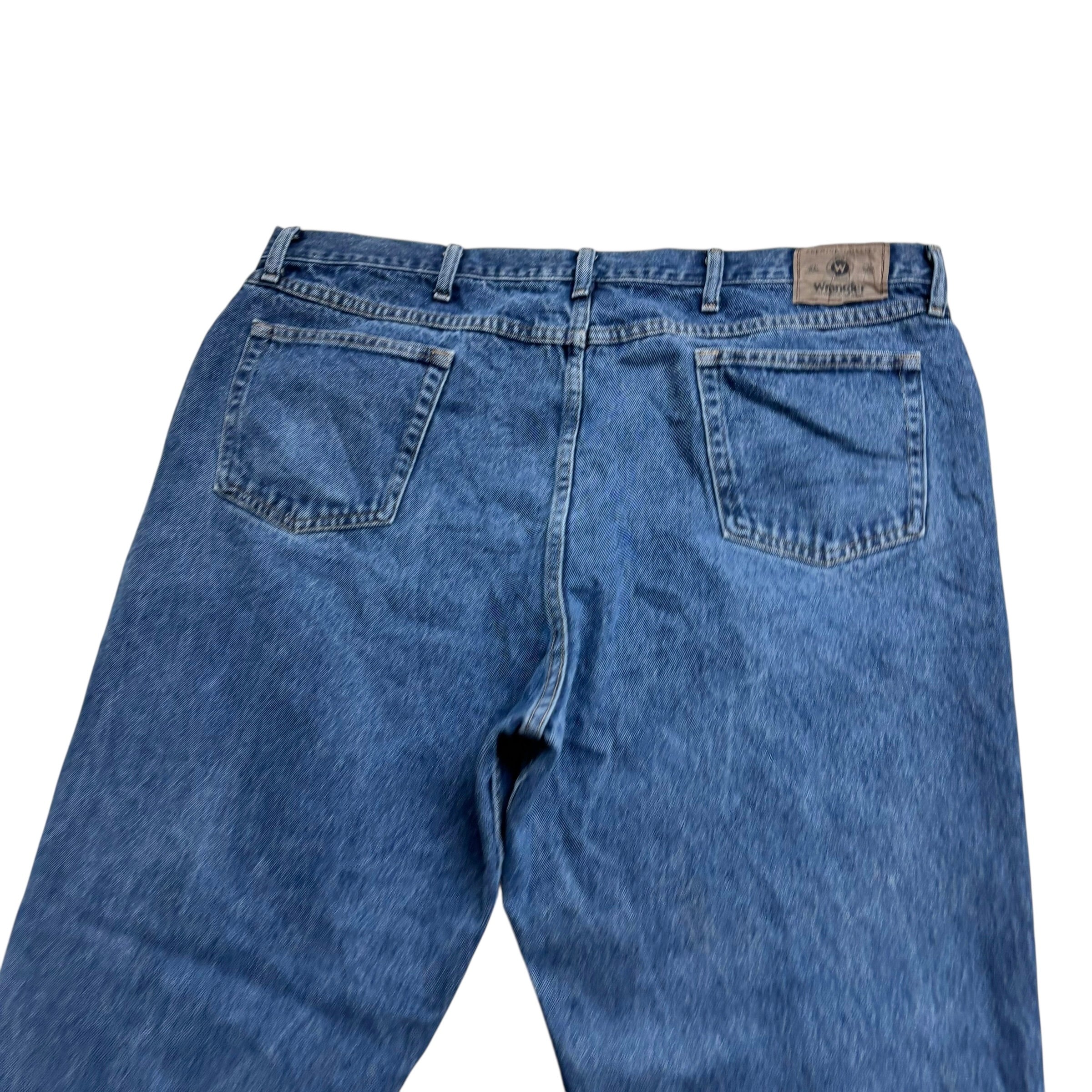 Wrangler Jeans W42 L30 Mens Mid Blue Relaxed Straight Fit Denim (E)